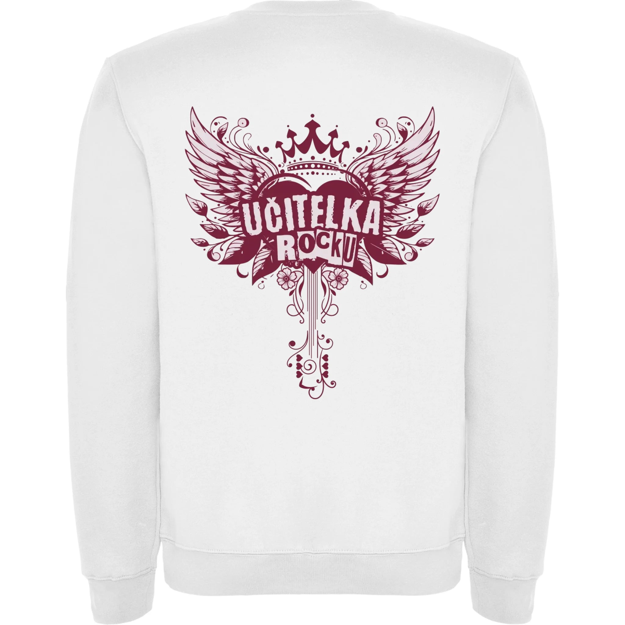 UČITELKA (17+ motivů) MOŽNOST OBOUSTRANNĚHO POTISKU unisex mikina bez kapuce potisk jen na záda unisex mikina clasica Bílá