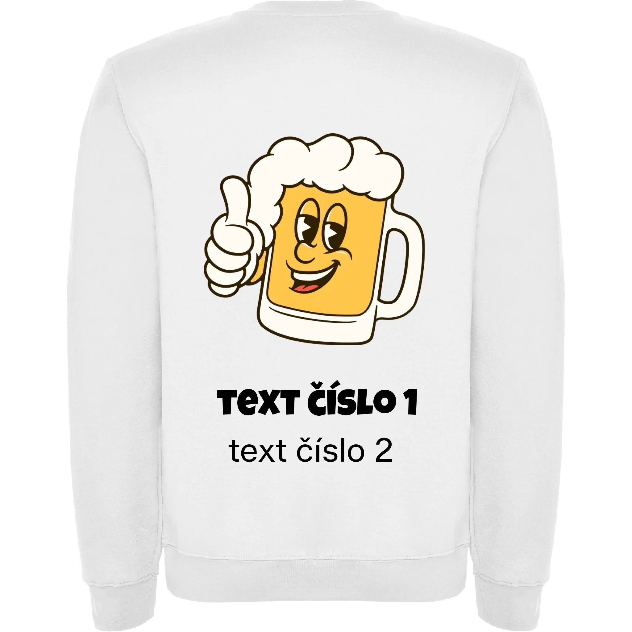 PIVO VÝBĚR OBRÁZKU (10+motivů) a MOŽNOST DOPLNIT VLASTNÍ TEXTY pánská mikina bez unisex potisk jen na záda unisex mikina clasica Bílá