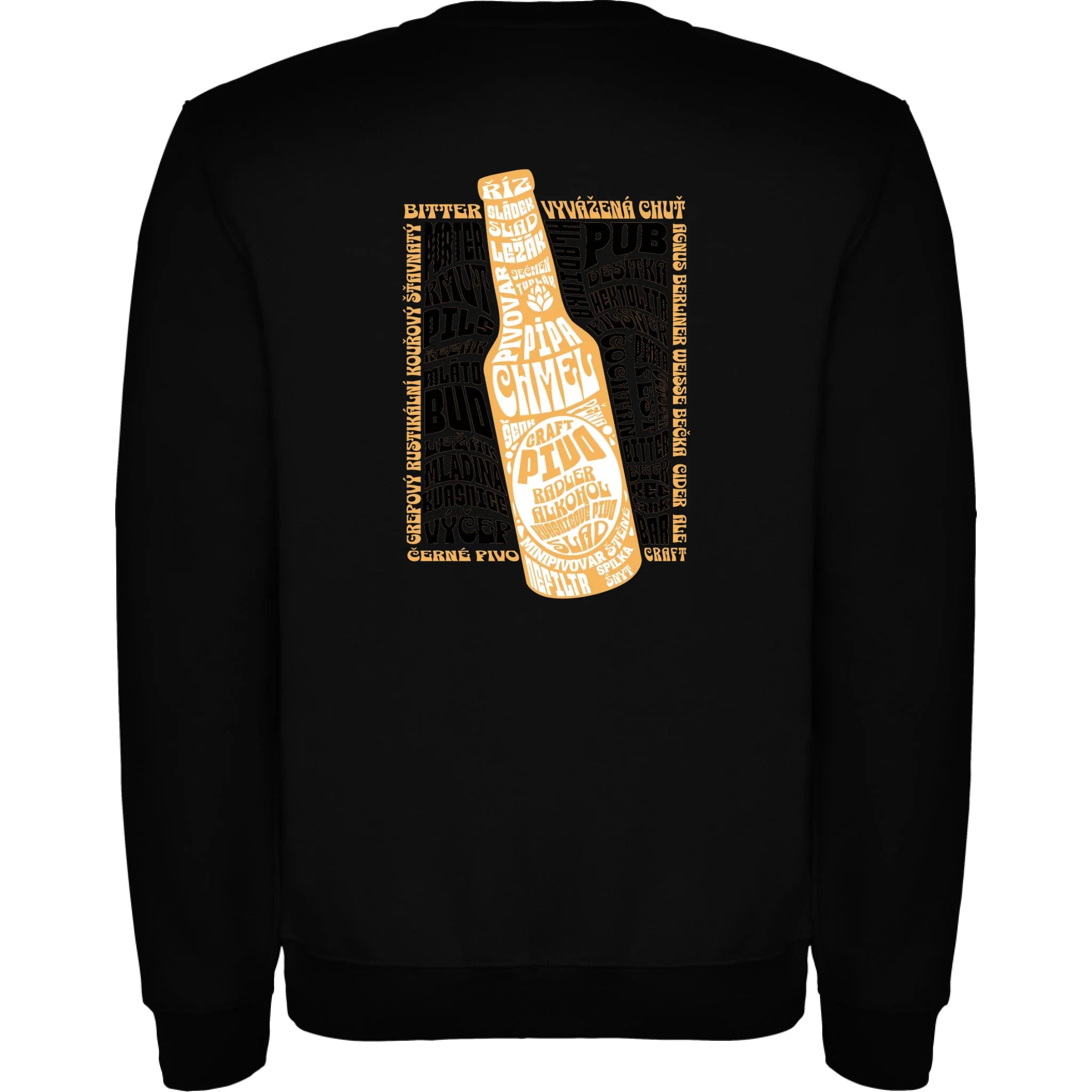 PIVO unisex mikina bez kapuce (5+ motivů) potisk jen na záda unisex mikina clasica Černá