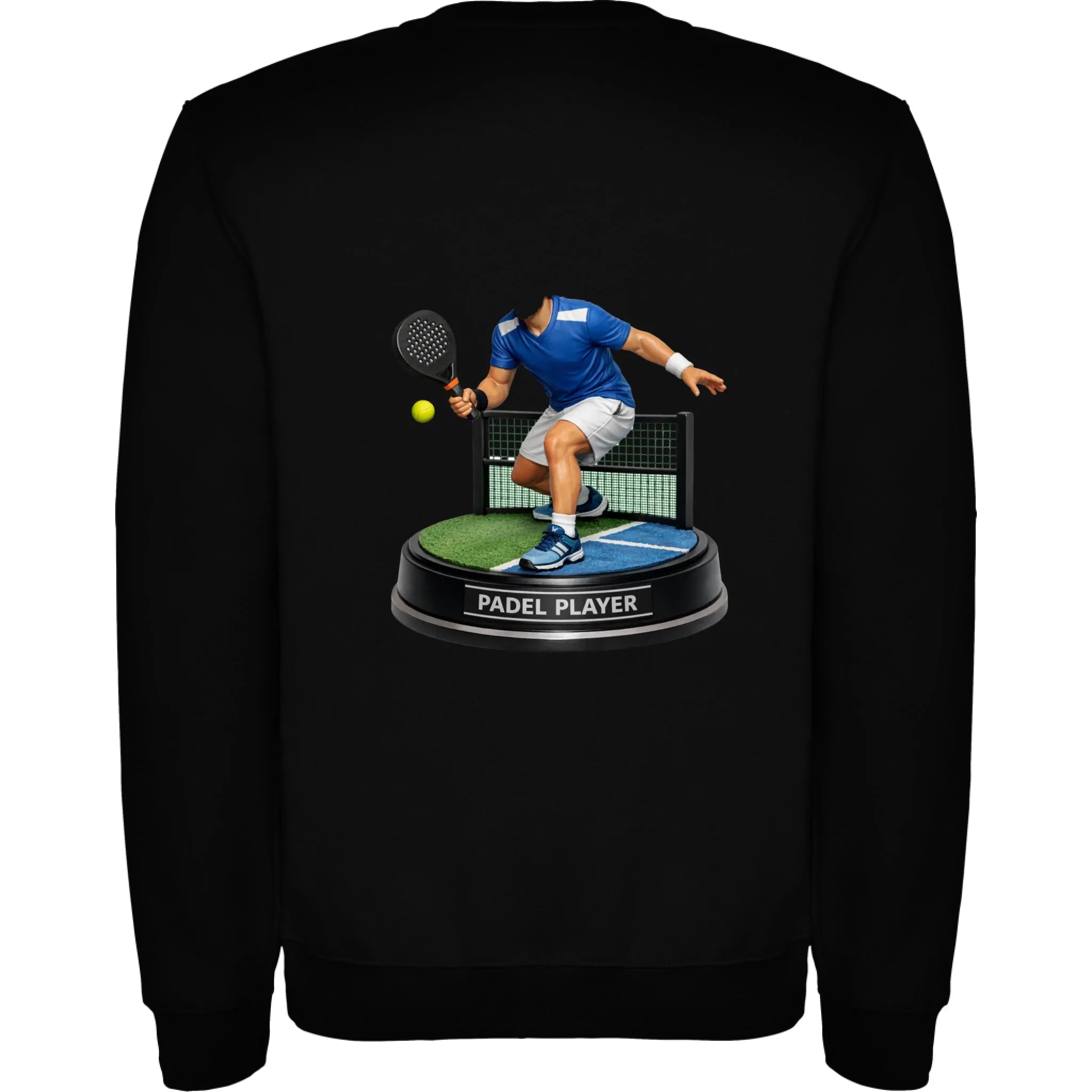 padel HLAVA pánská mikina bez kapuce potisk jen na záda unisex mikina clasica Černá
