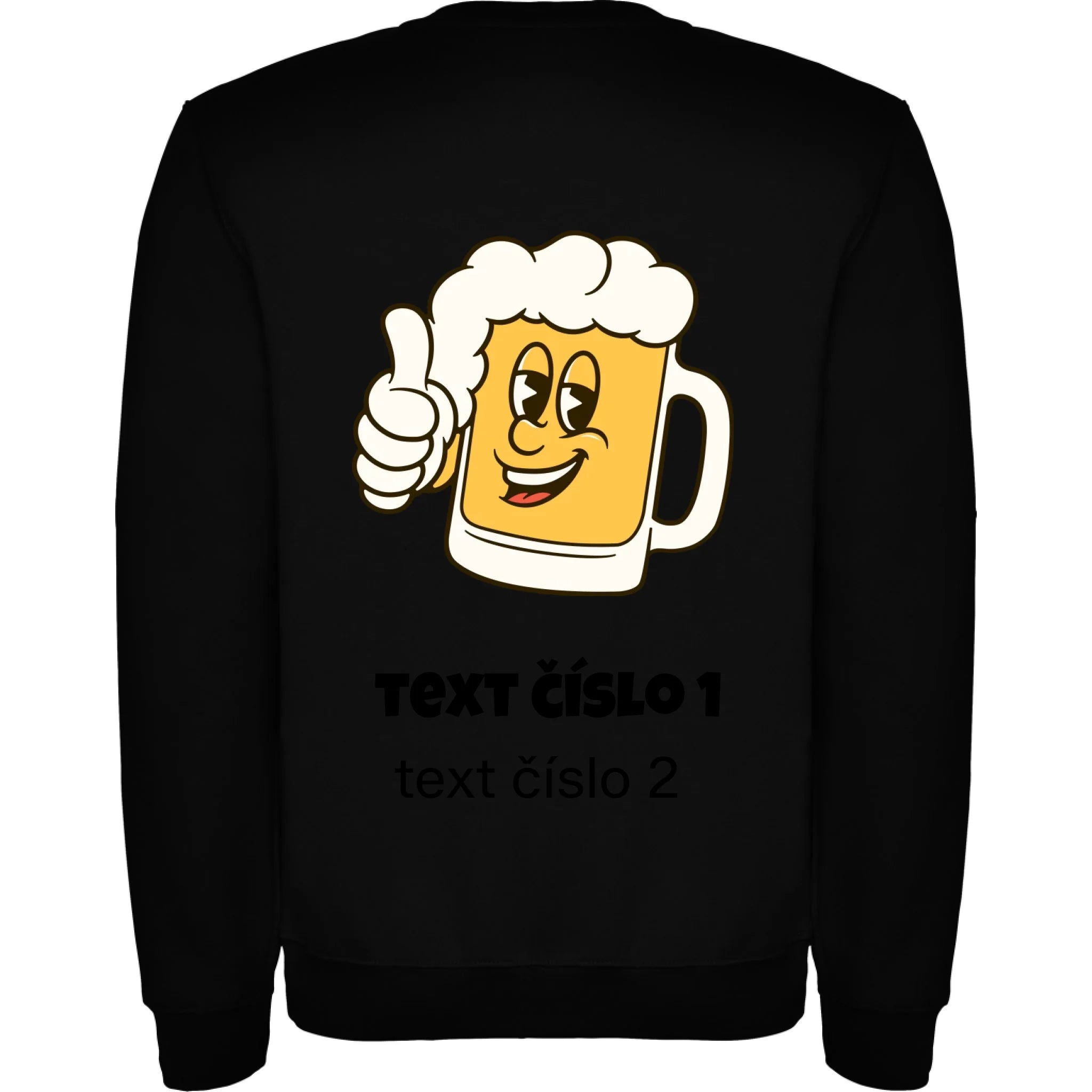 PIVO VÝBĚR OBRÁZKU (10+motivů) a MOŽNOST DOPLNIT VLASTNÍ TEXTY pánská mikina bez unisex potisk jen na záda unisex mikina clasica Černá