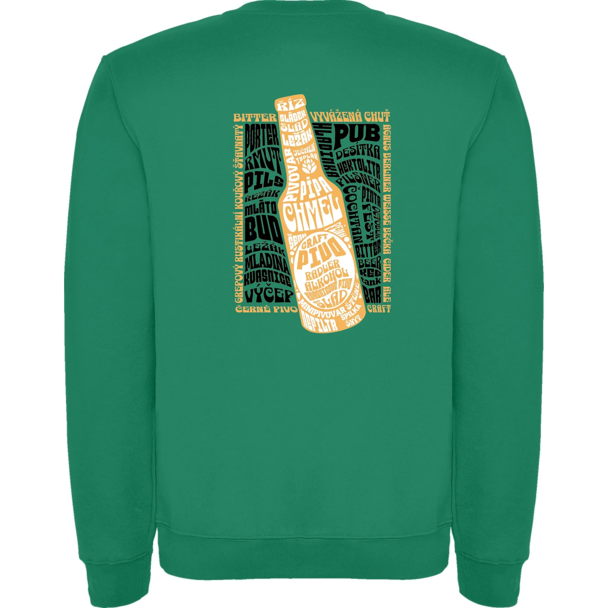 PIVO unisex mikina bez kapuce (5+ motivů) potisk jen na záda unisex mikina clasica Sytě zelená