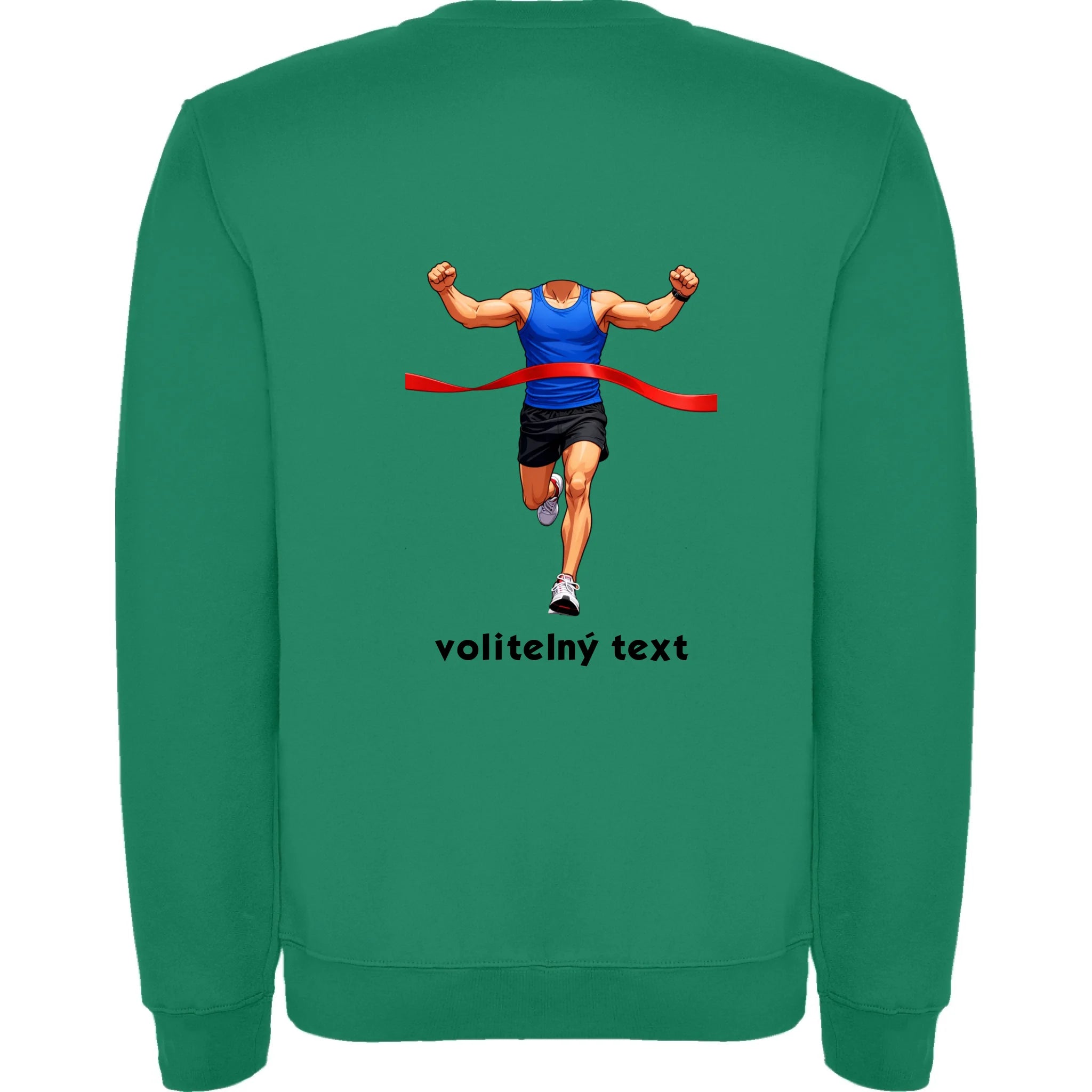 MIKINA BEZ KAPUCE UNISEX s motivem BĚH, KOLO, PLAVÁNÍ (vyberte sport, vložíte fotku) potisk jen na záda unisex mikina clasica Sytě zelená