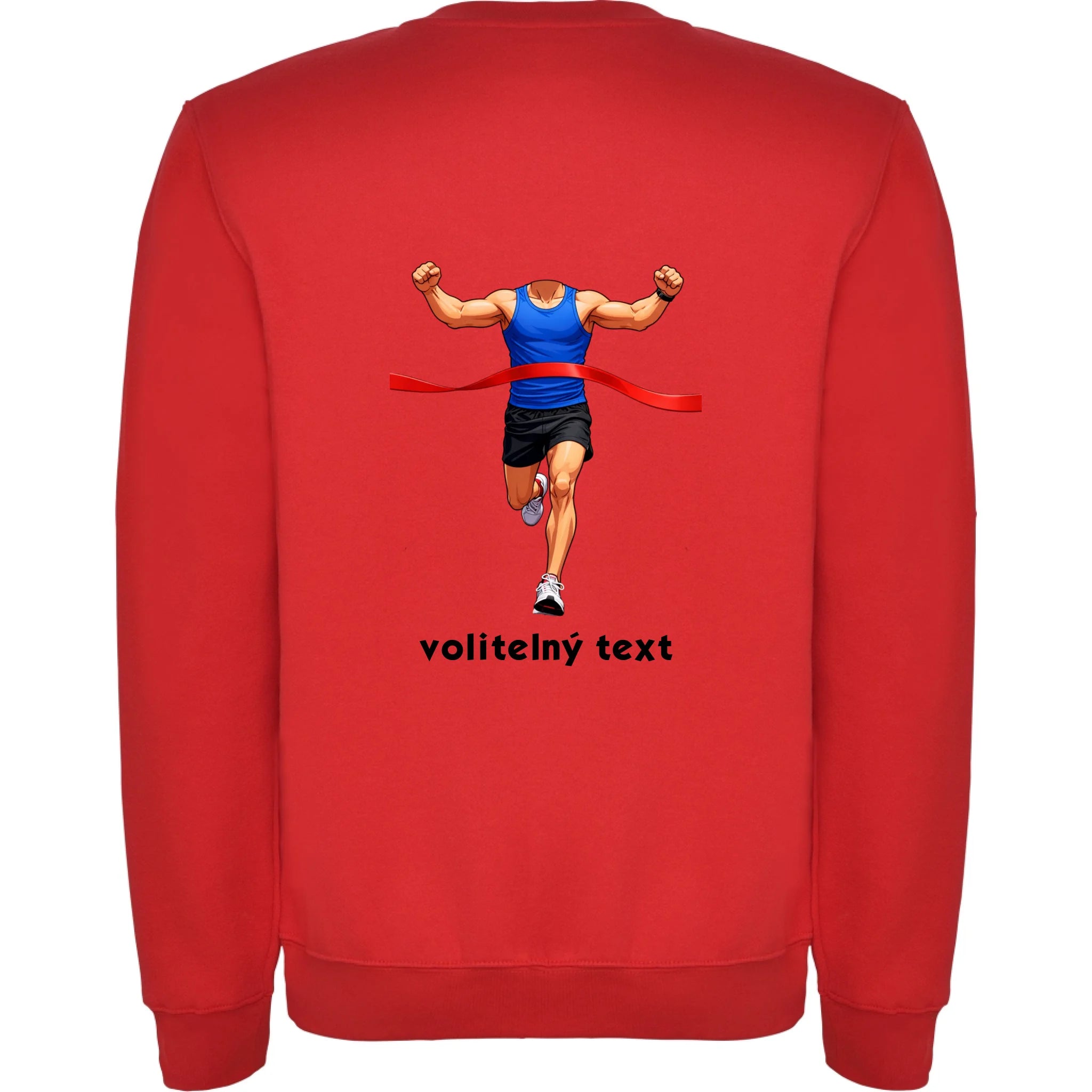 BĚH KOLO PLAVÁNÍ POSTAVA ZATÍM BEZ HLAVY - VLOŽTE FOTO, AUTOMATICKÝ OŘEZ unisex mikina bez kapuce potisk jen na záda unisex mikina clasica Červená