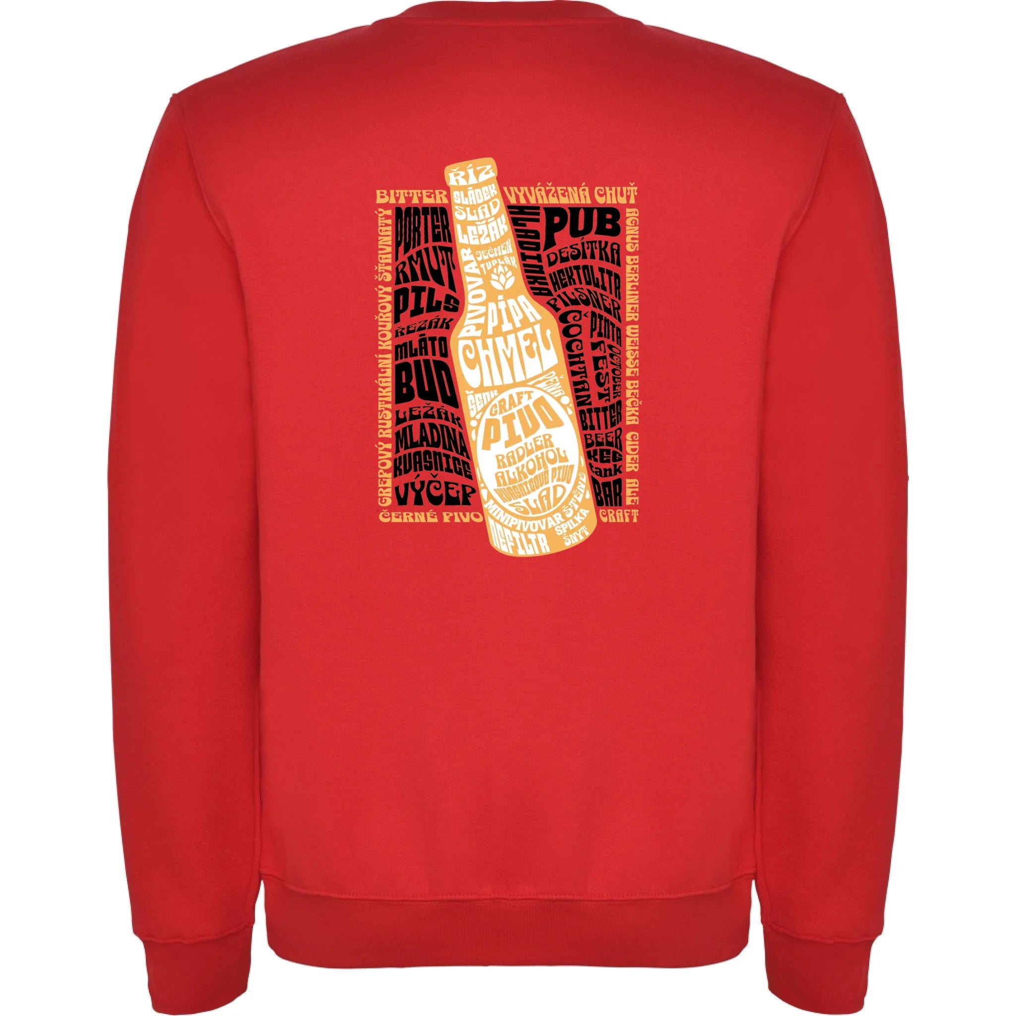 PIVO unisex mikina bez kapuce (5+ motivů) potisk jen na záda unisex mikina clasica Červená