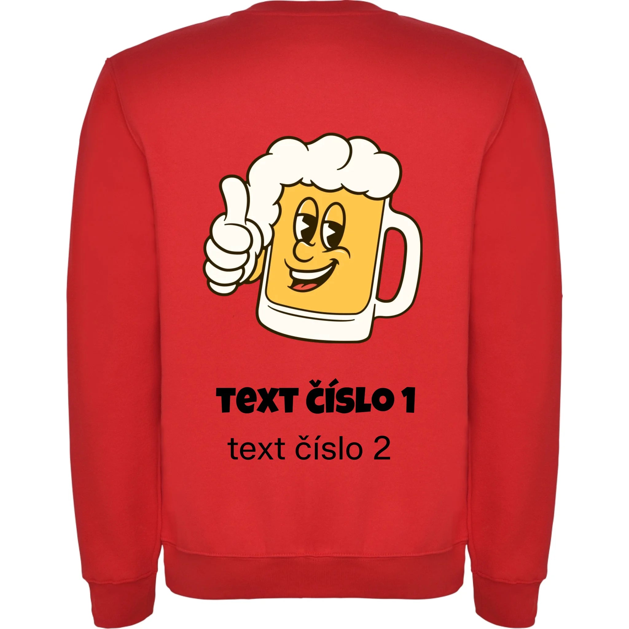 PIVO VÝBĚR OBRÁZKU (10+motivů) a MOŽNOST DOPLNIT VLASTNÍ TEXTY pánská mikina bez unisex potisk jen na záda unisex mikina clasica Červená