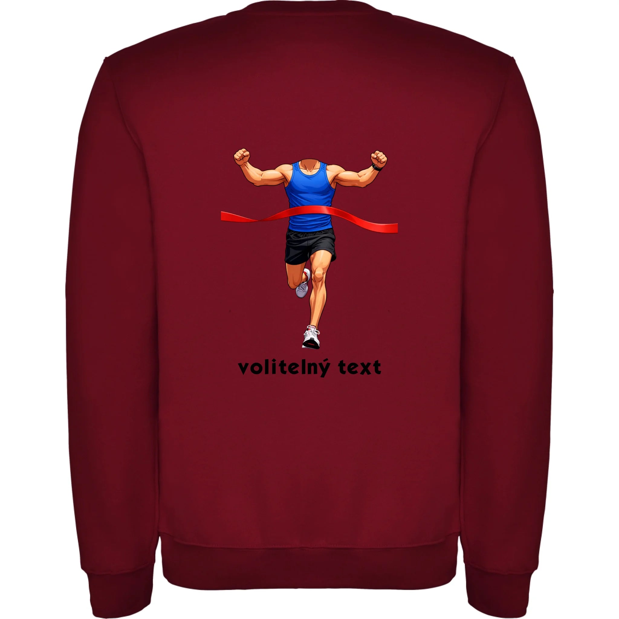 MIKINA BEZ KAPUCE UNISEX s motivem BĚH, KOLO, PLAVÁNÍ (vyberte sport, vložíte fotku) potisk jen na záda unisex mikina clasica Granátová