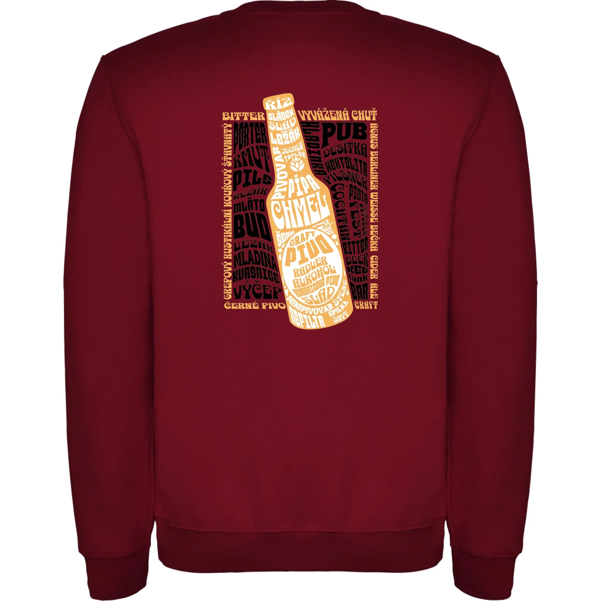 PIVO unisex mikina bez kapuce (5+ motivů) potisk jen na záda unisex mikina clasica Granátová