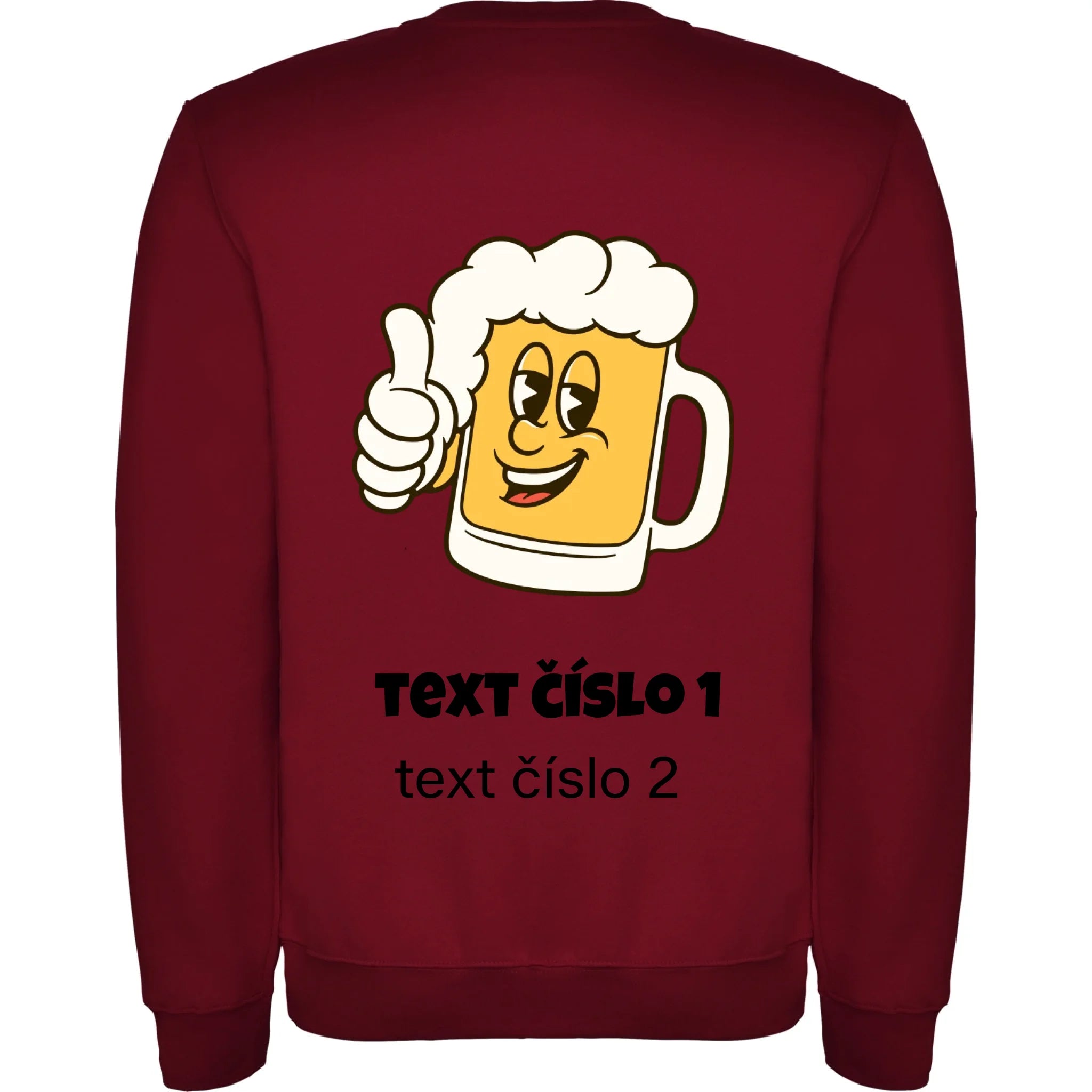PIVO VÝBĚR OBRÁZKU (10+motivů) a MOŽNOST DOPLNIT VLASTNÍ TEXTY pánská mikina bez unisex potisk jen na záda unisex mikina clasica Granátová