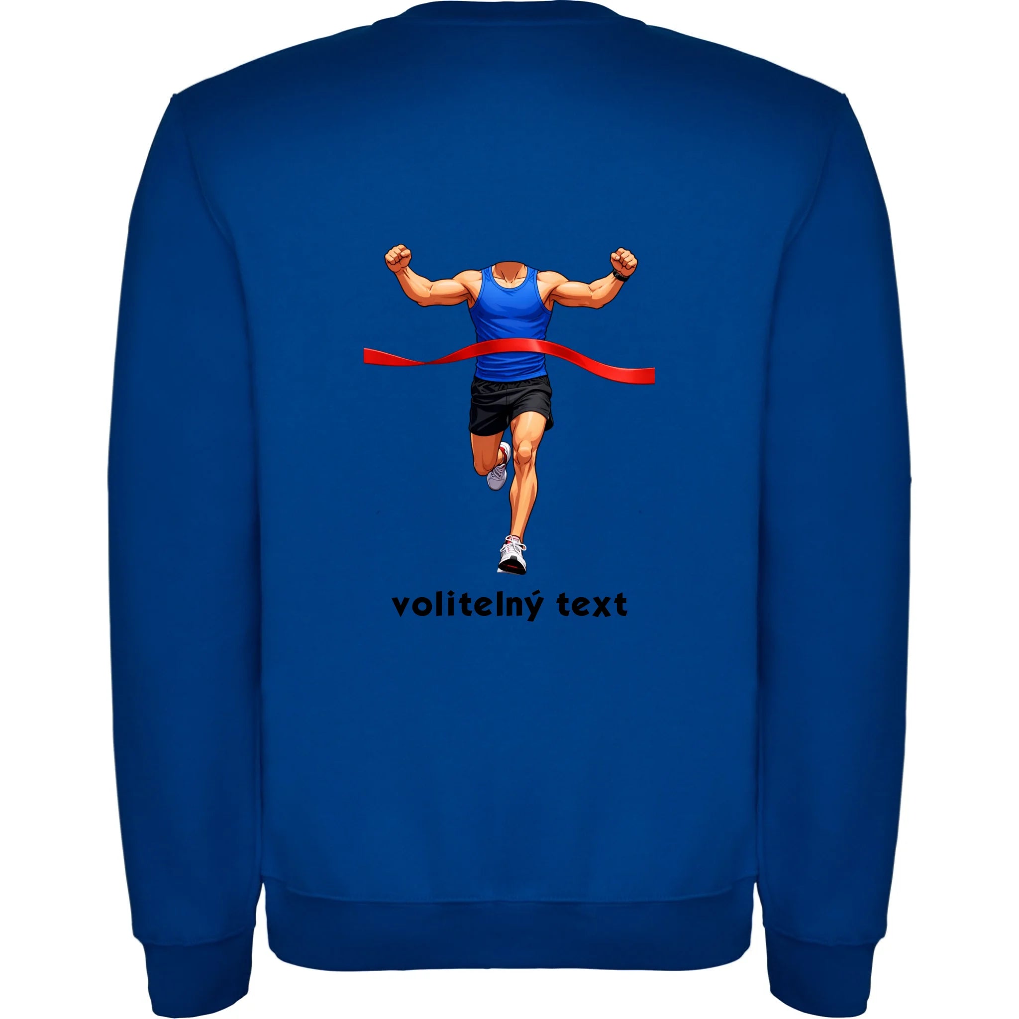 BĚH KOLO PLAVÁNÍ POSTAVA ZATÍM BEZ HLAVY - VLOŽTE FOTO, AUTOMATICKÝ OŘEZ unisex mikina bez kapuce potisk jen na záda unisex mikina clasica Modrá