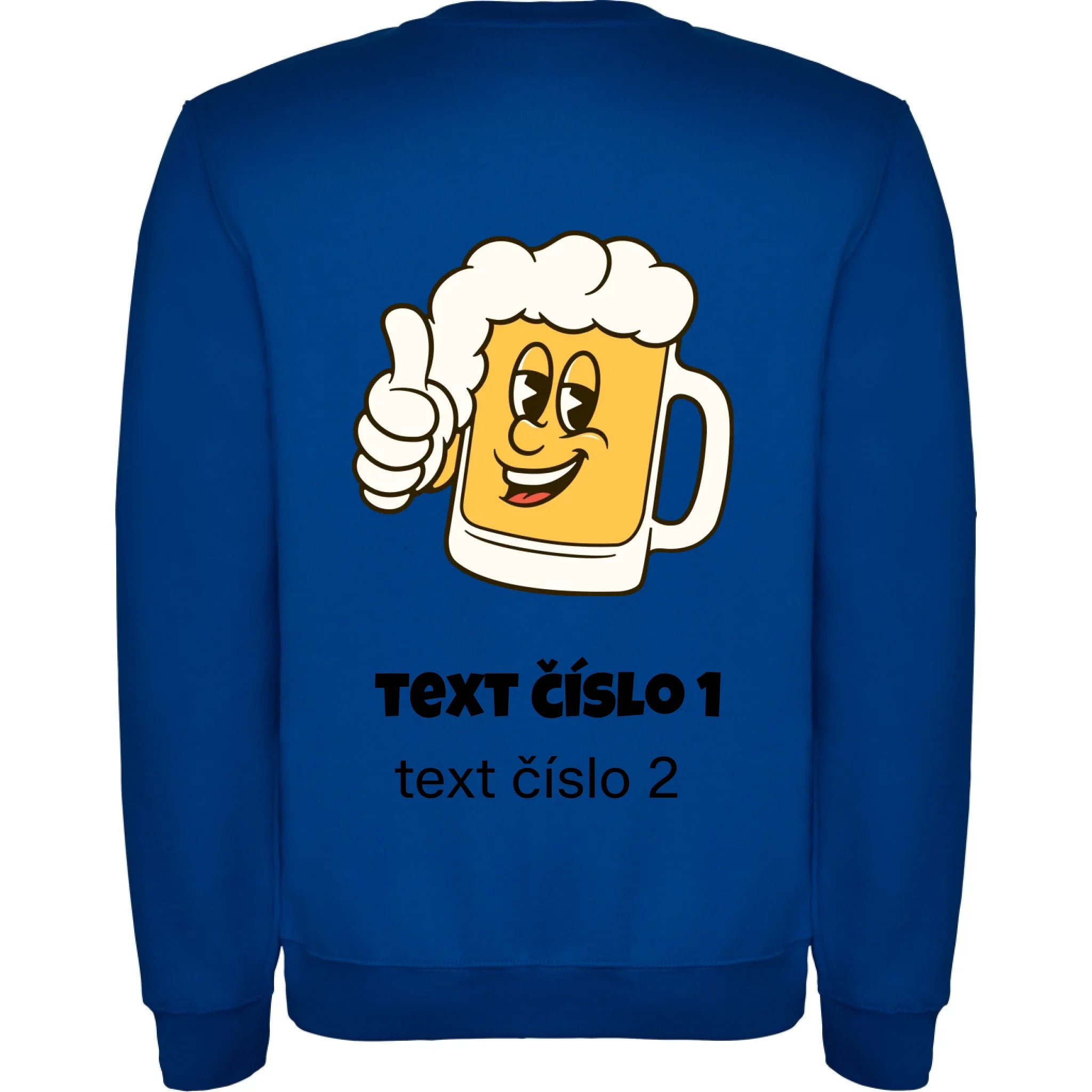 PIVO VÝBĚR OBRÁZKU (10+motivů) a MOŽNOST DOPLNIT VLASTNÍ TEXTY pánská mikina bez unisex potisk jen na záda unisex mikina clasica Modrá
