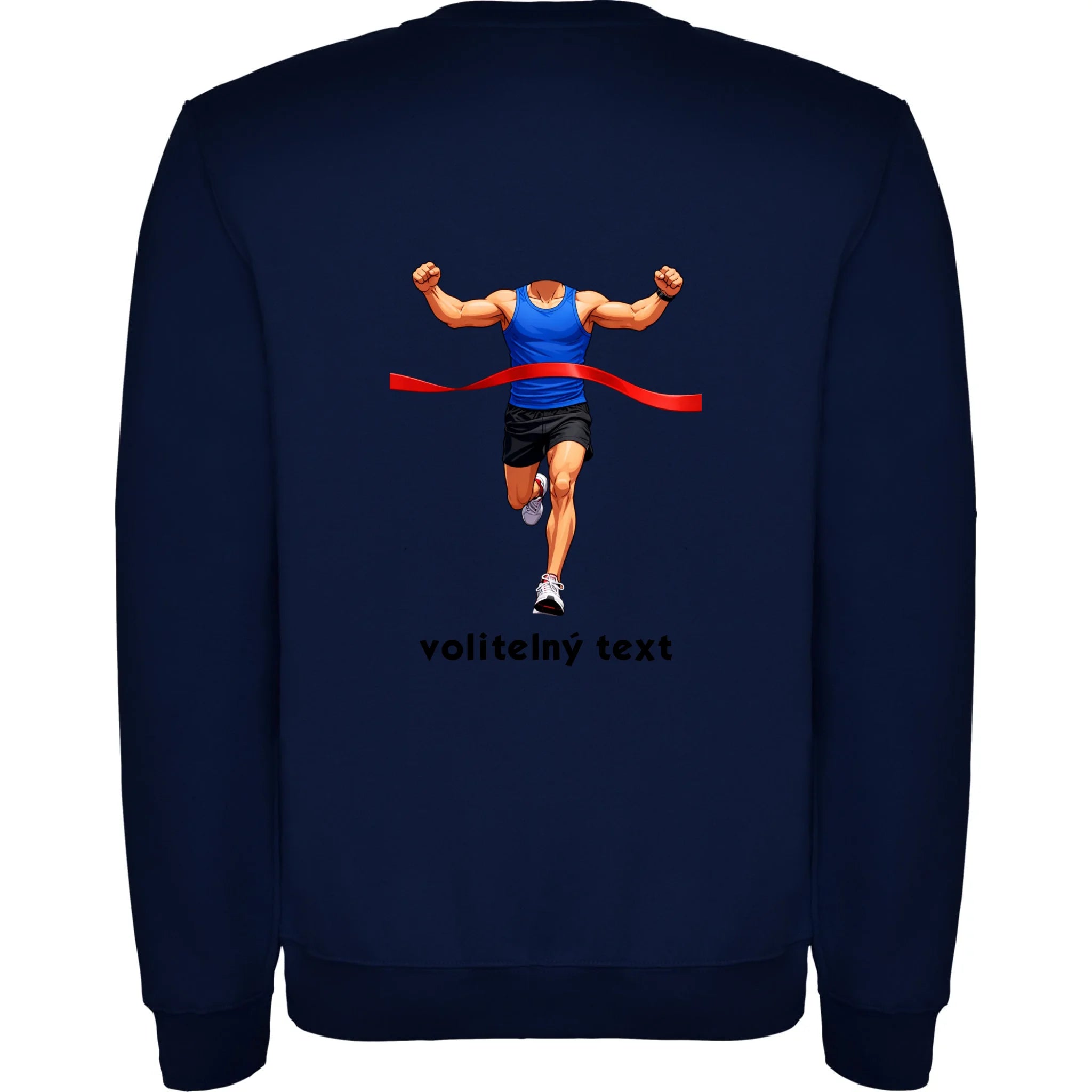 MIKINA BEZ KAPUCE UNISEX s motivem BĚH, KOLO, PLAVÁNÍ (vyberte sport, vložíte fotku) potisk jen na záda unisex mikina clasica Námořnická modrá