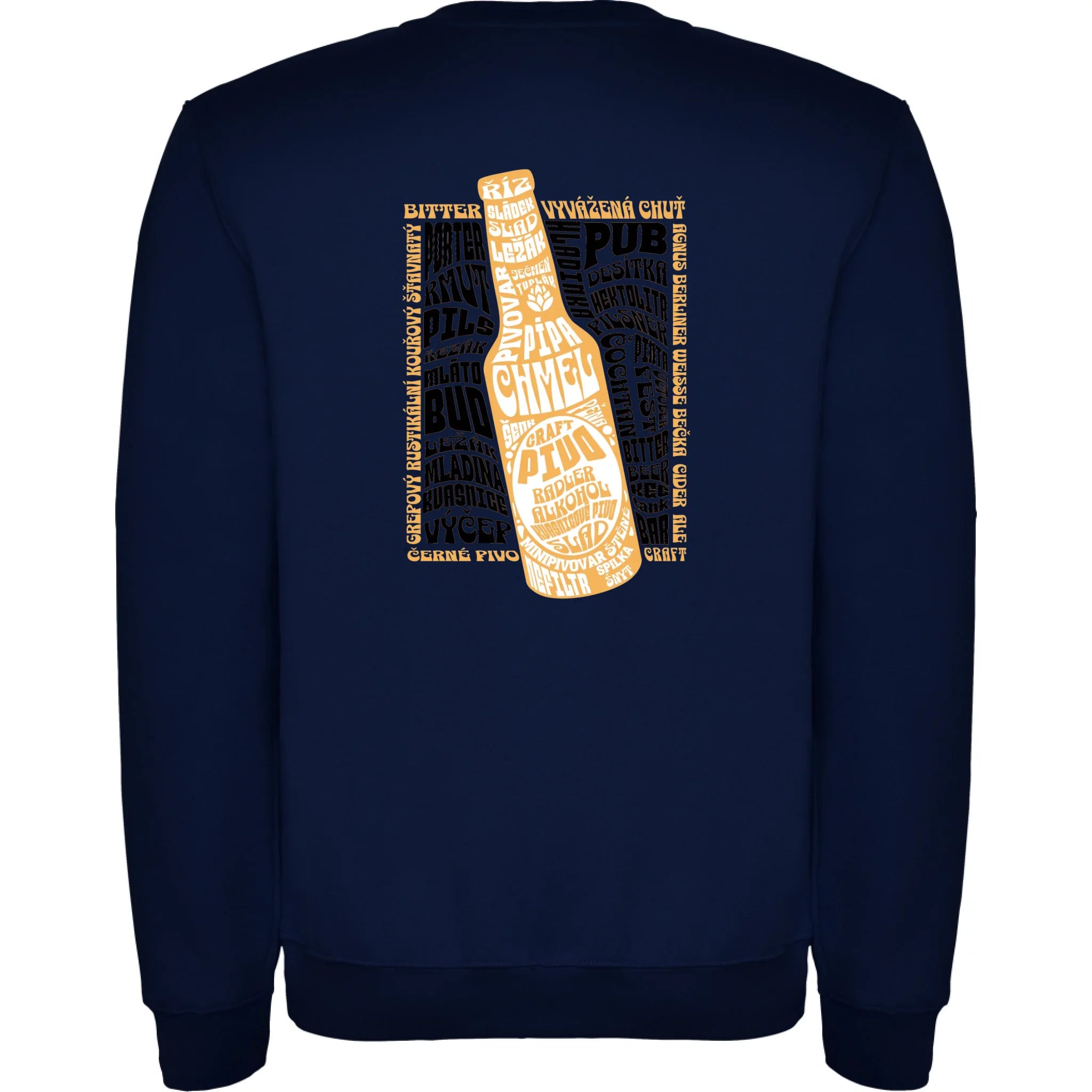 PIVO unisex mikina bez kapuce (5+ motivů) potisk jen na záda unisex mikina clasica Námořnická modrá