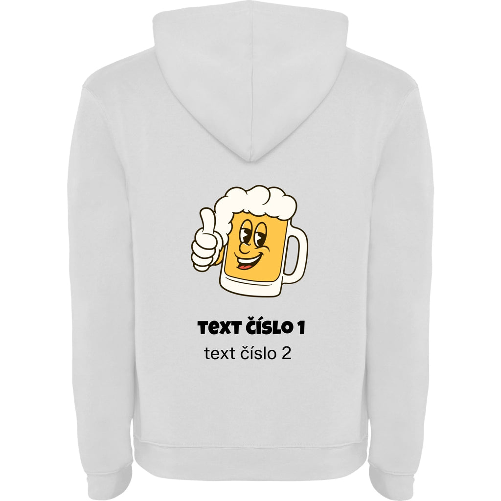 PIVO VÝBĚR OBRÁZKU (10+motivů) a MOŽNOST DOPLNIT VLASTNÍ TEXTY pánská mikina s kapucí