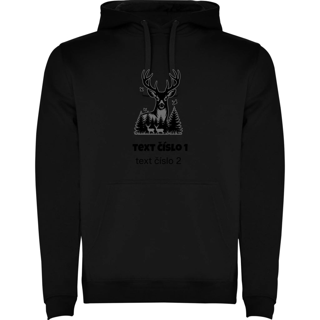 myslivost VÝBĚR OBRÁZKU (10+motivů) a MOŽNOST DOPLNIT VLASTNÍ TEXTY pánská mikina s kapucí