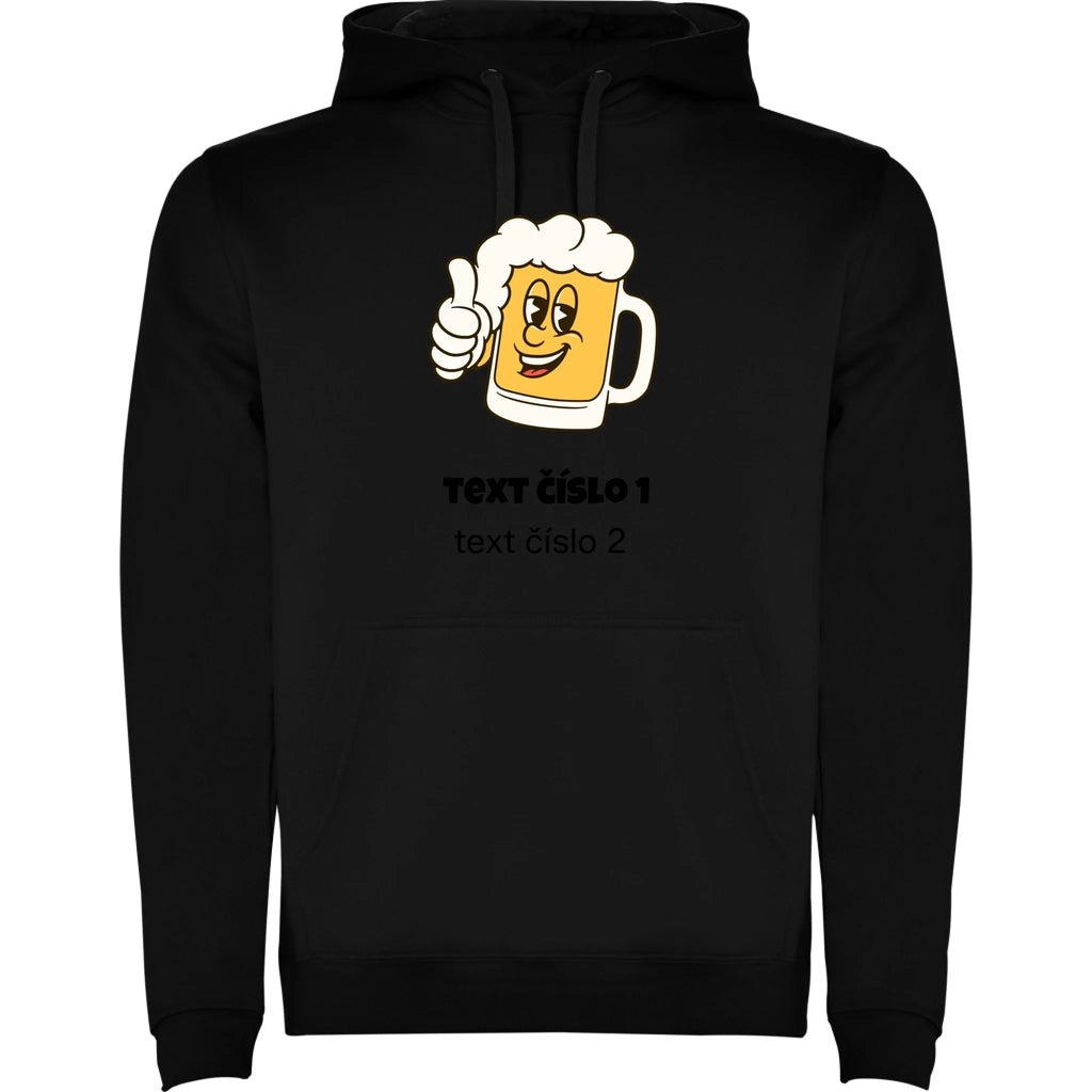 PIVO VÝBĚR OBRÁZKU (10+motivů) a MOŽNOST DOPLNIT VLASTNÍ TEXTY pánská mikina s kapucí
