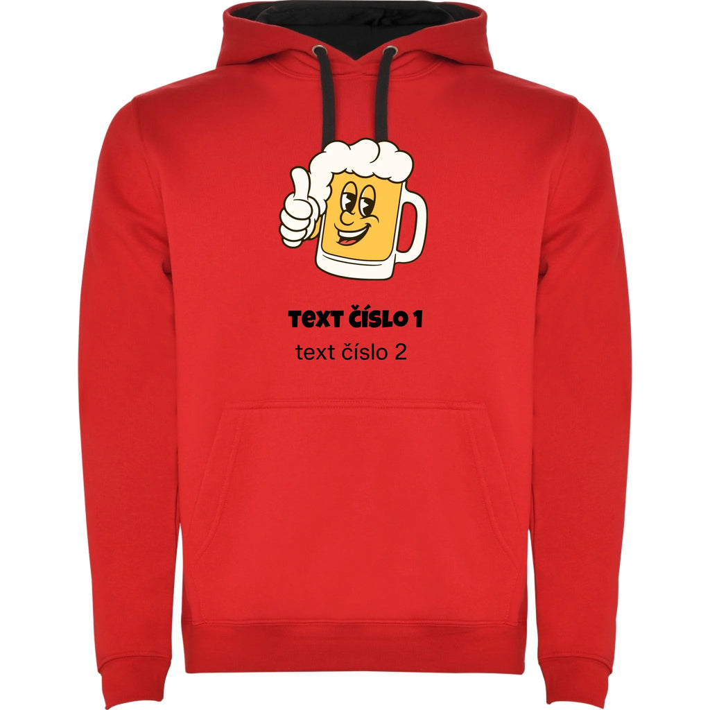 PIVO VÝBĚR OBRÁZKU (10+motivů) a MOŽNOST DOPLNIT VLASTNÍ TEXTY pánská mikina s kapucí