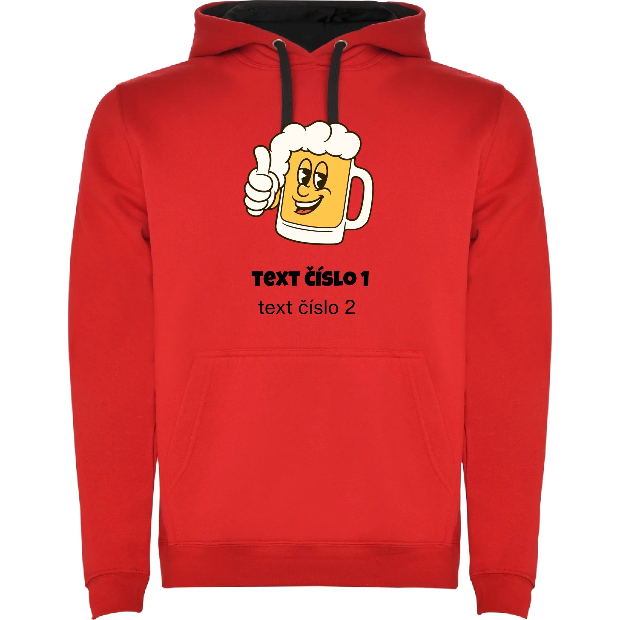 PIVO VÝBĚR OBRÁZKU (10+motivů) a MOŽNOST DOPLNIT VLASTNÍ TEXTY pánská mikina s kapucí