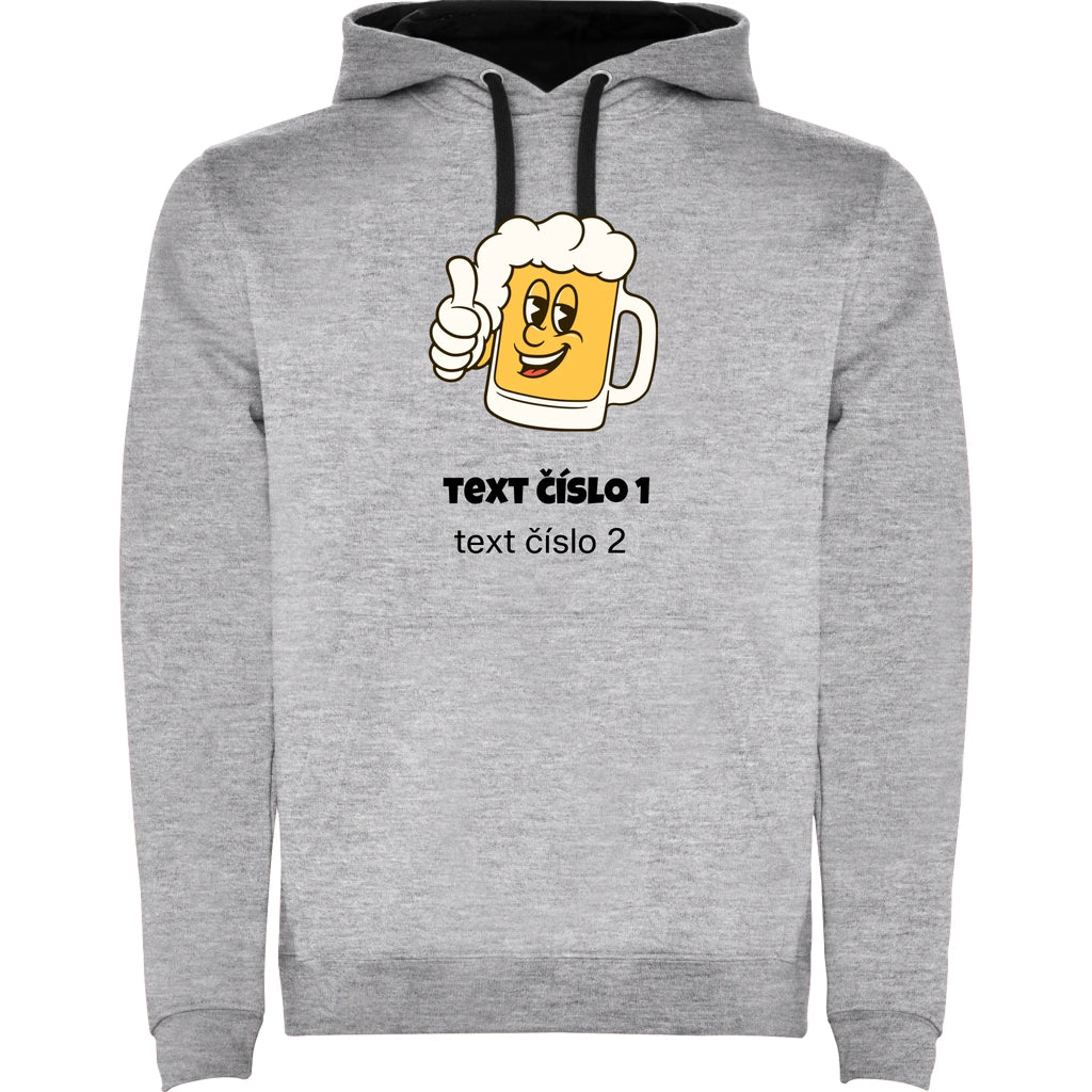 PIVO VÝBĚR OBRÁZKU (10+motivů) a MOŽNOST DOPLNIT VLASTNÍ TEXTY pánská mikina s kapucí