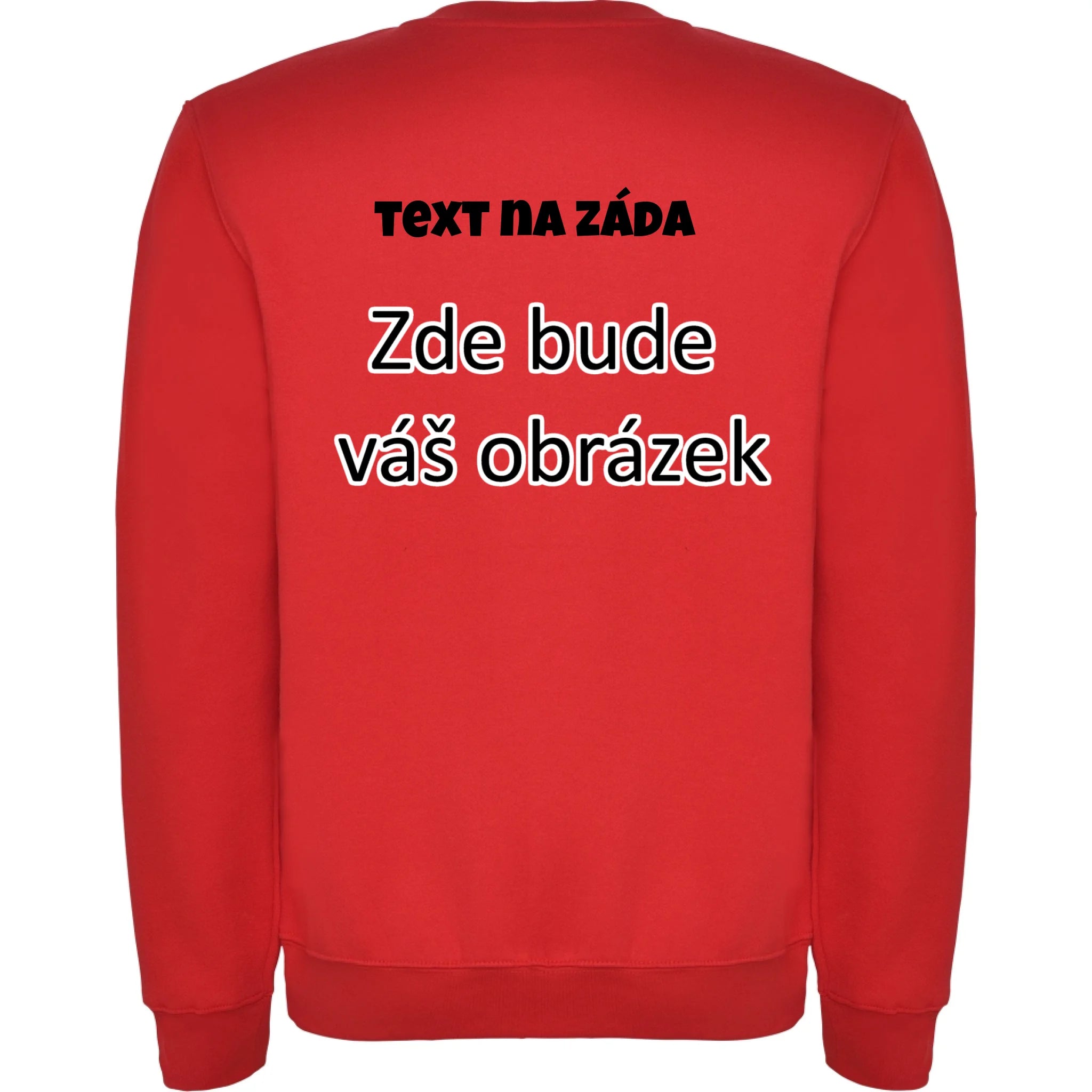 UNISEX mikina týmová POTISK NA ZÁDA Potisk jen na záda Červená