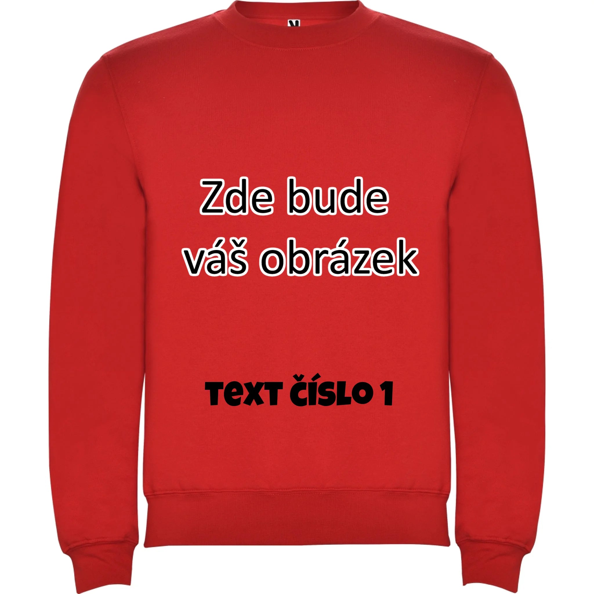 UNISEX mikina týmová POTISK DOPŘEDU Potisk jen dopředu CLASICA Červená