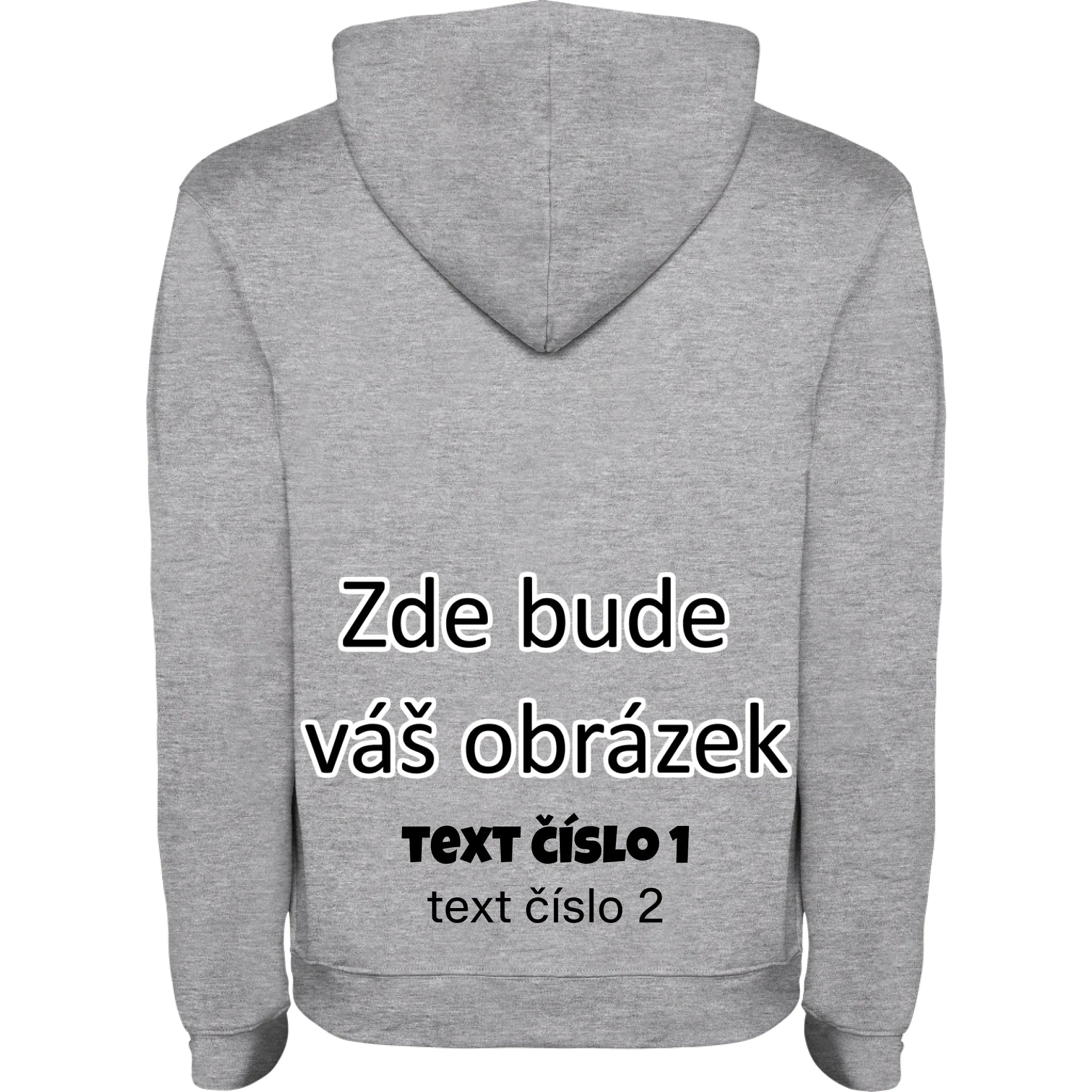 PÁNSKÁ / DÁMSKÁ / DĚTSKÁ mikina s kapucí týmová POTISK NA ZÁDA potisk pánská dětská Melír černá