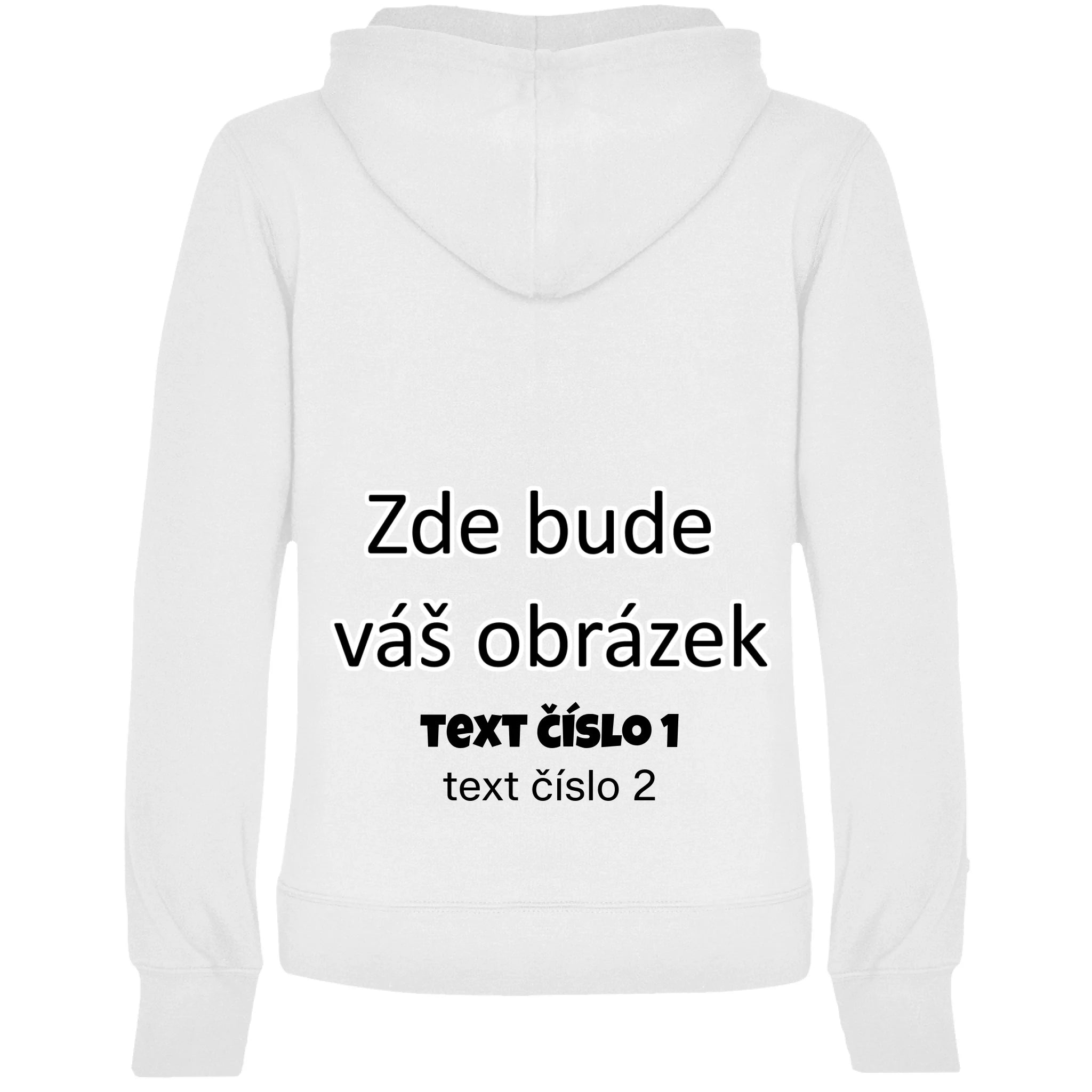 PÁNSKÁ / DÁMSKÁ / DĚTSKÁ mikina s kapucí týmová POTISK NA ZÁDA potisk dámská