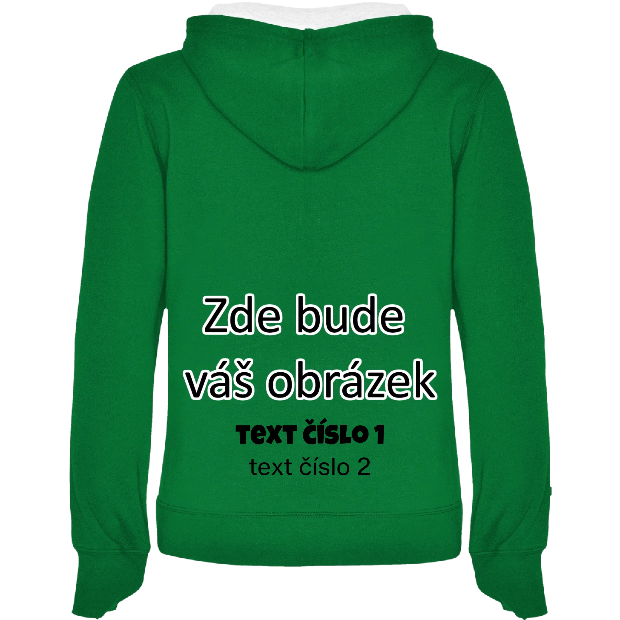 PÁNSKÁ / DÁMSKÁ / DĚTSKÁ mikina s kapucí týmová POTISK NA ZÁDA