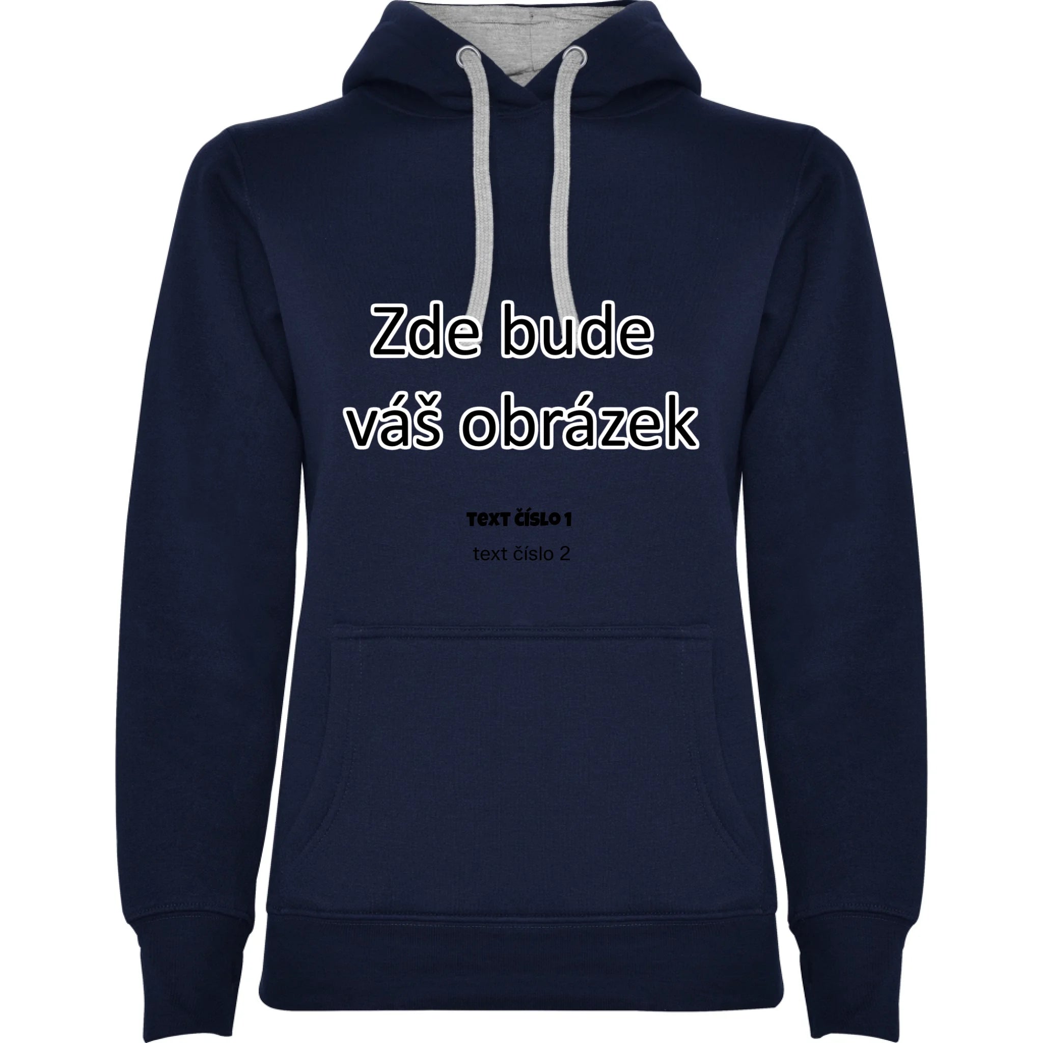 PÁNSKÁ / DÁMSKÁ / DĚTSKÁ mikina s kapucí týmová POTISK DOPŘEDU