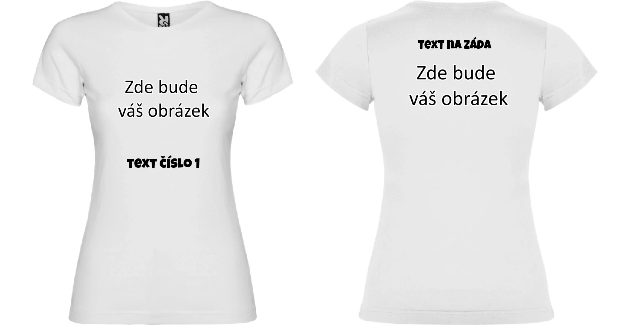 DÍVČÍ TRIČKO krátký rukáv JAMAICA s vaším motivem/fotkou Potisk dopředu i na záda dámské Bílá