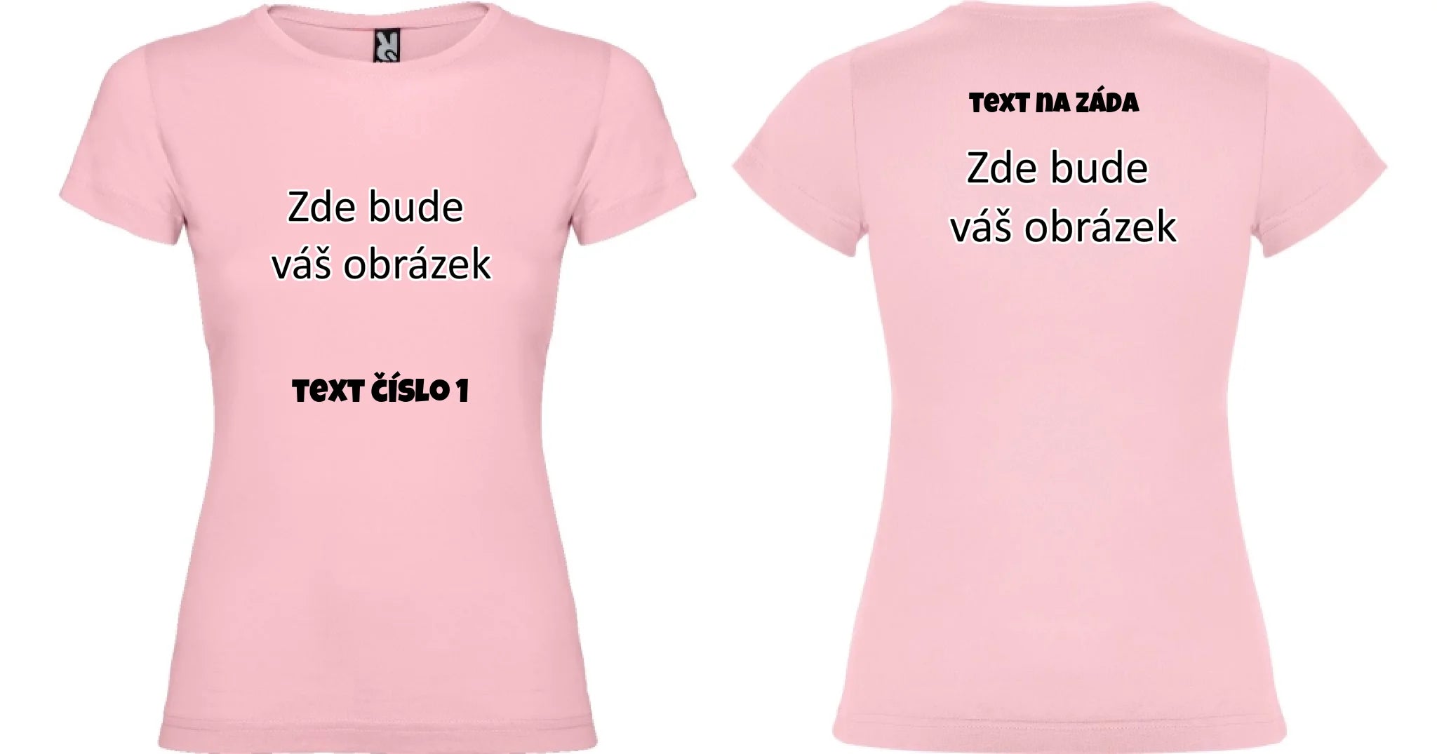 DÍVČÍ TRIČKO krátký rukáv JAMAICA s vaším motivem/fotkou Potisk dopředu i na záda dámské Světle růžová