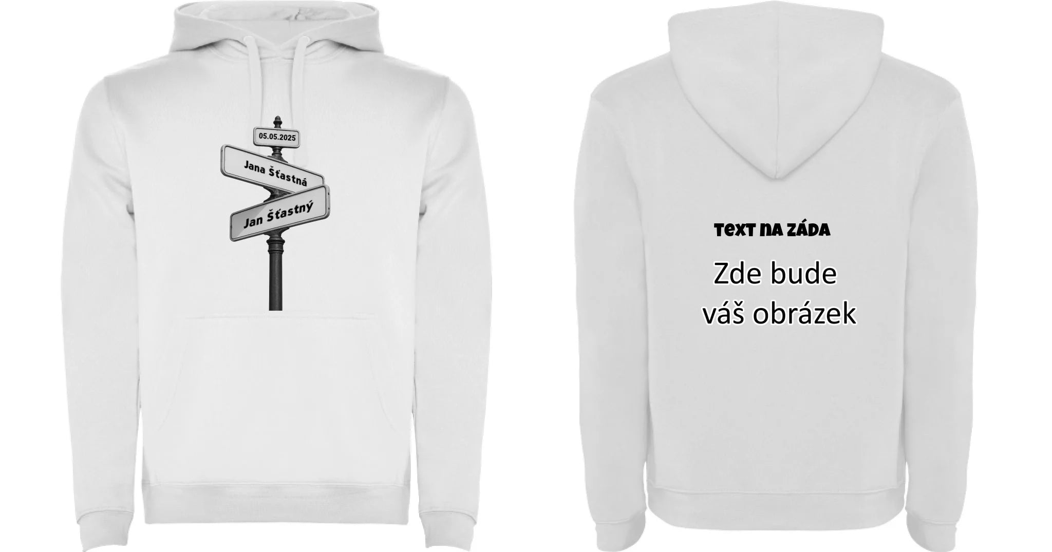 OD TOHO DNE JSME SPOLU pánská mikina s kapucí oboustranný potisk pánská mikina URBAN Bílá