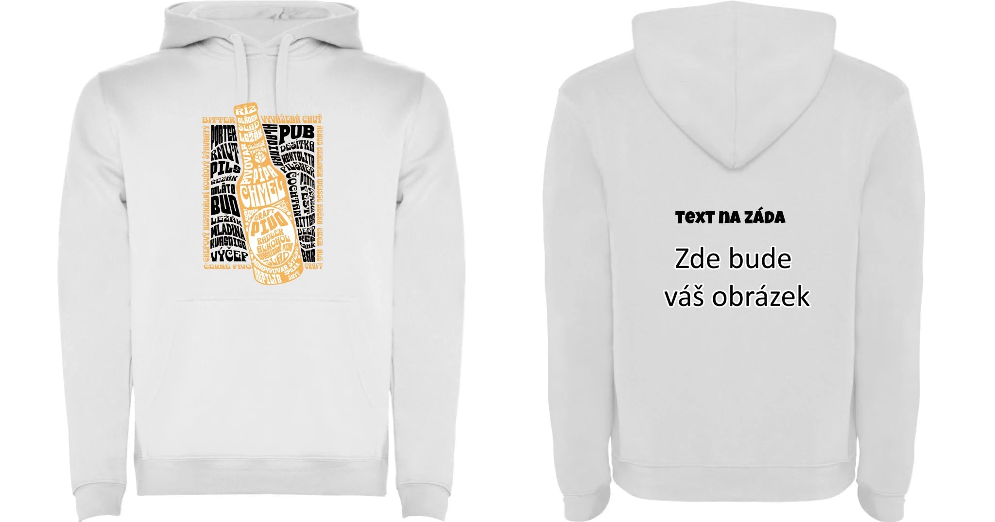 PIVO pánská mikina s kapucí (5+ motivů) oboustranný potisk pánská mikina URBAN Bílá