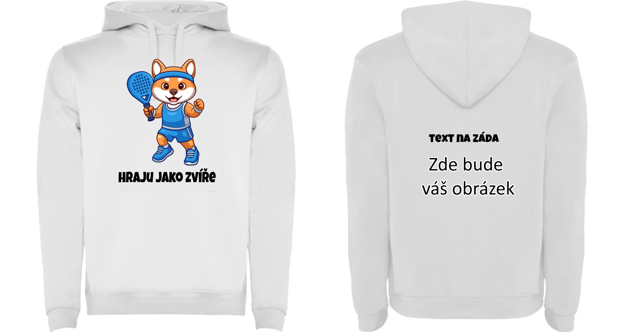 HRAJU JAKO ZVÍŘE (výběr ze 3 motivů) pánská mikina s kapucí oboustranný potisk pánská mikina URBAN Bílá