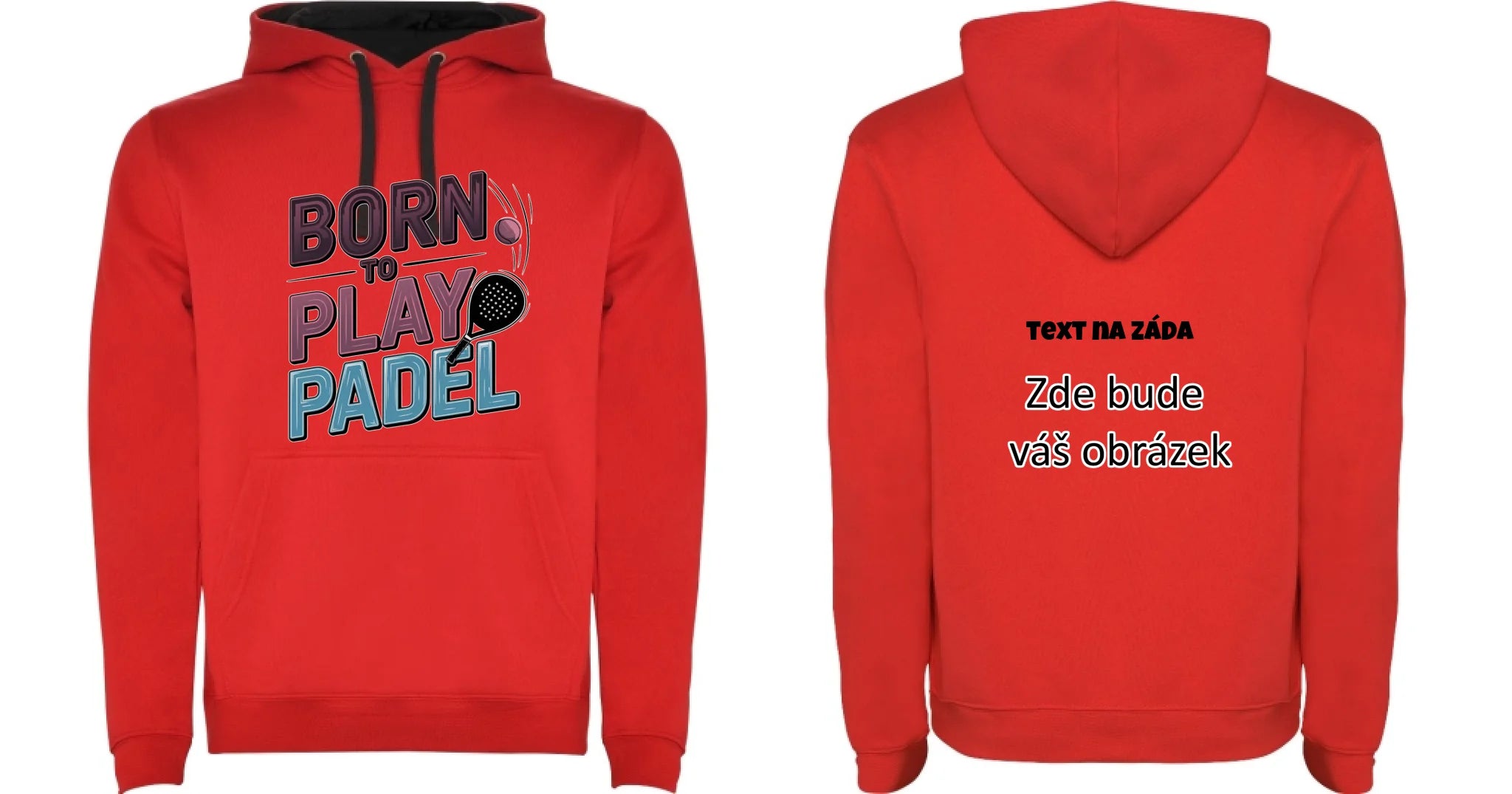 PRO HRÁČE PADELU (výběr z 18+ motivů) pánská mikina s kapucí oboustranný potisk pánská mikina URBAN Červená černá