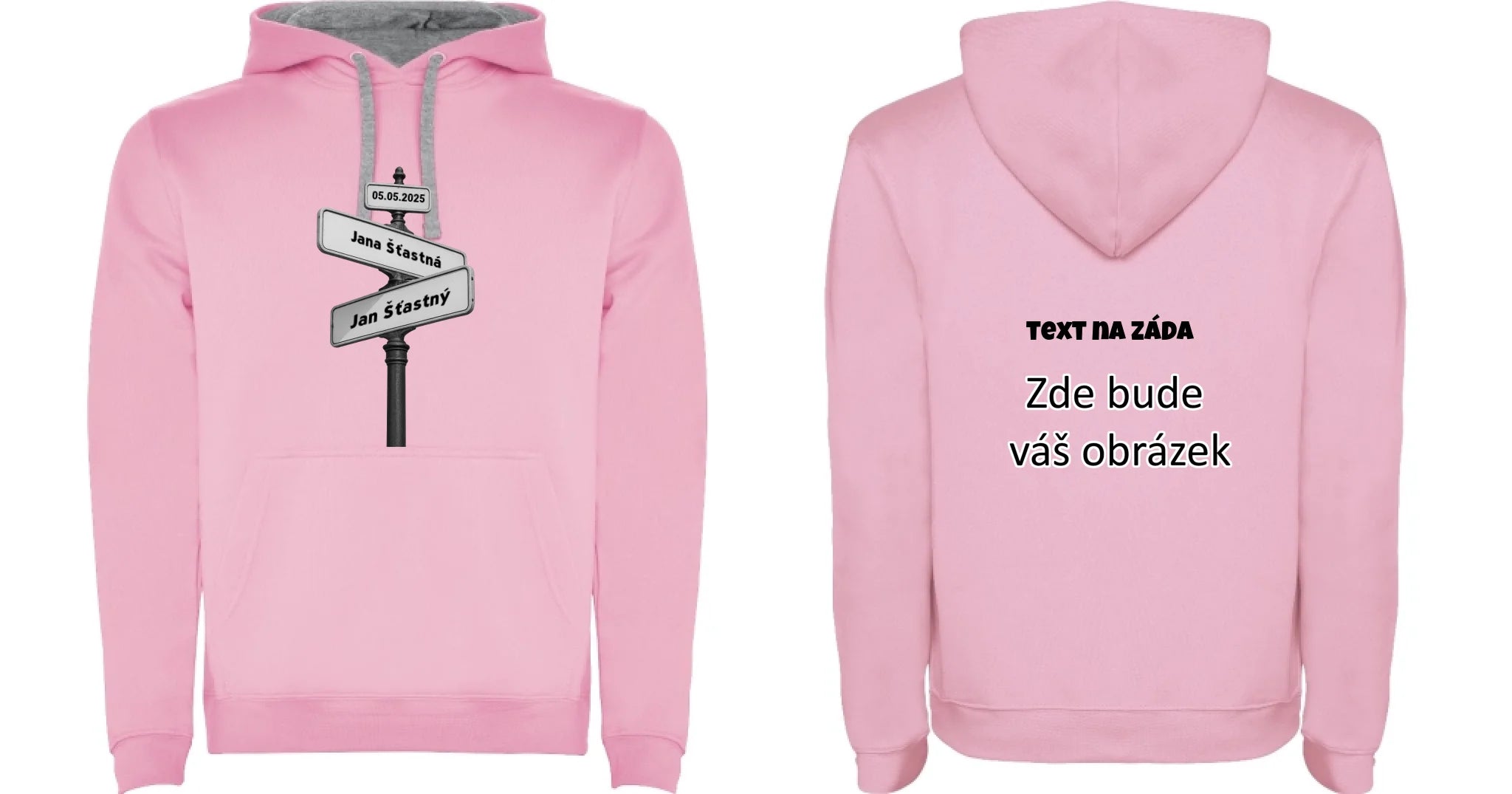 OD TOHO DNE JSME SPOLU pánská mikina s kapucí oboustranný potisk pánská mikina URBAN Růžová