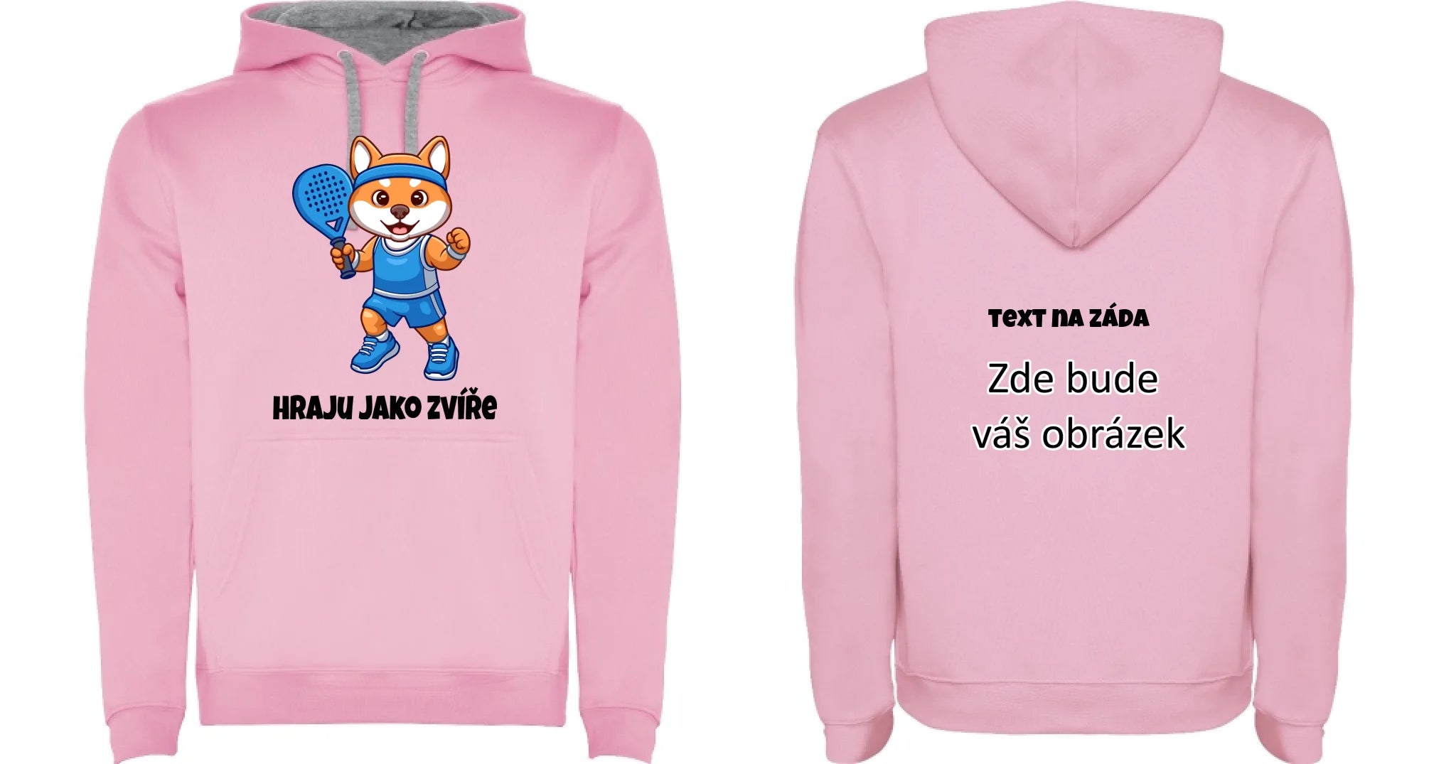 HRAJU JAKO ZVÍŘE (výběr ze 3 motivů) pánská mikina s kapucí oboustranný potisk pánská mikina URBAN Růžová