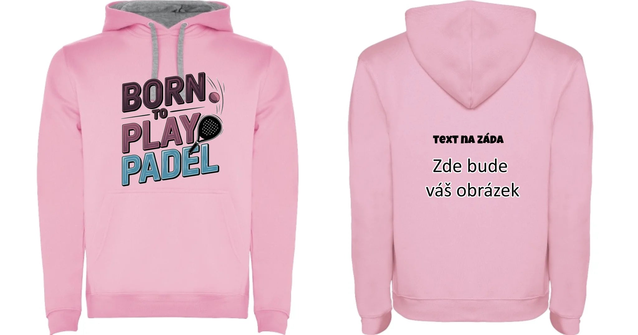PRO HRÁČE PADELU (výběr z 18+ motivů) pánská mikina s kapucí oboustranný potisk pánská mikina URBAN Růžová