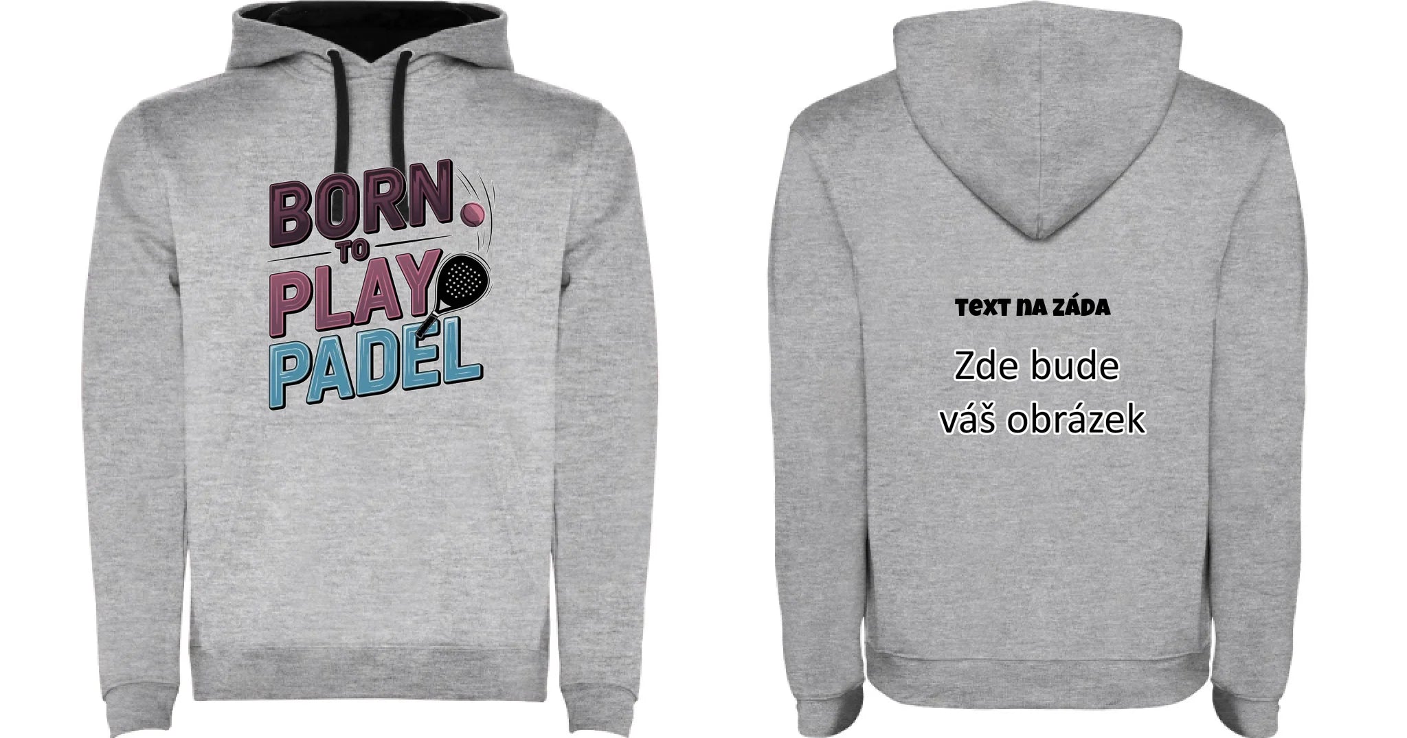 PRO HRÁČE PADELU (výběr z 18+ motivů) pánská mikina s kapucí oboustranný potisk pánská mikina URBAN Melír černá