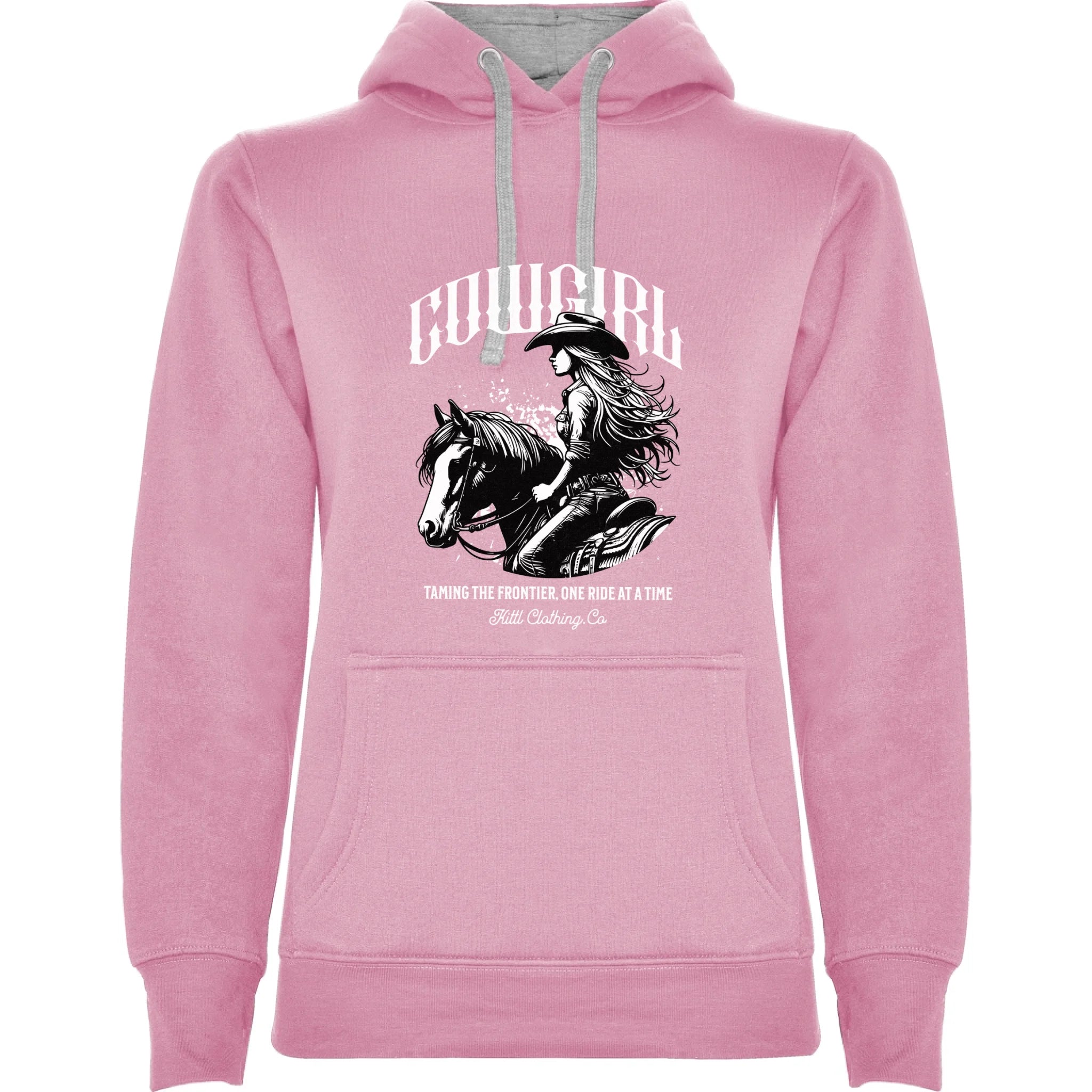 DÁMSKÁ MIKINA S KAPUCÍ s motivem COWGIRL (5+ motivů) potisk jen dopředu dámská mikina urban Růžová melír