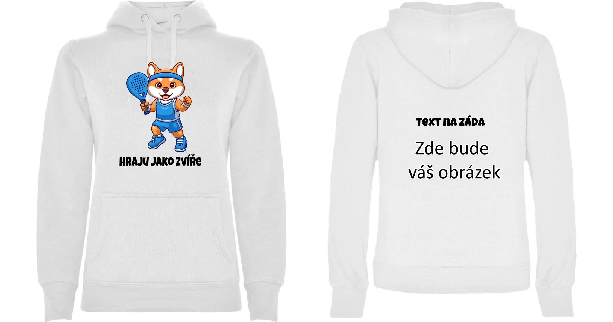 HRAJU JAKO ZVÍŘE (výběr ze 3 motivů) dámská mikina s kapucí oboustranný potisk dámská mikina URBAN Bílá