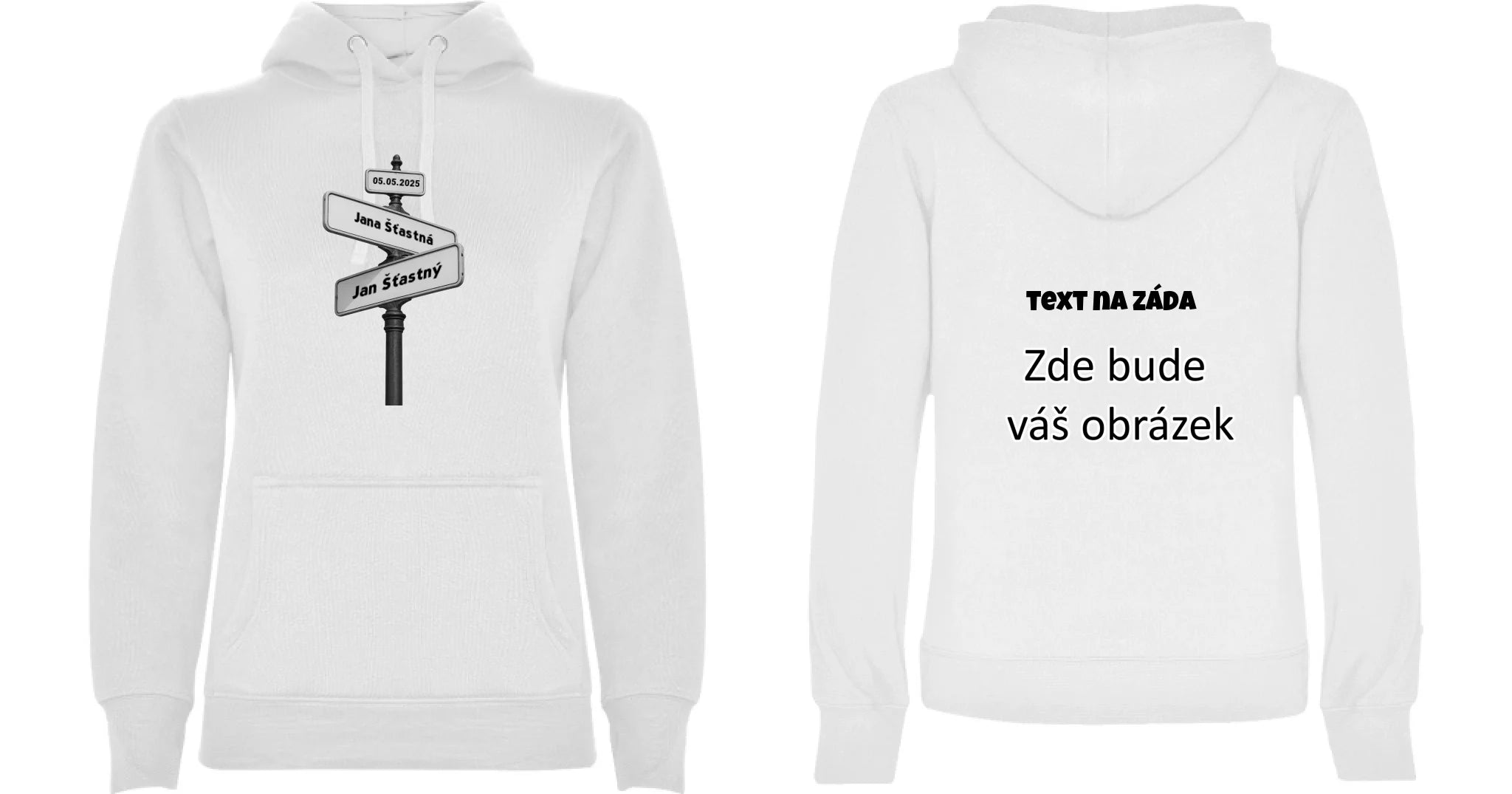 OD TOHO DNE JSME SPOLU dámská mikina s kapucí oboustranný potisk dámská mikina URBAN Bílá