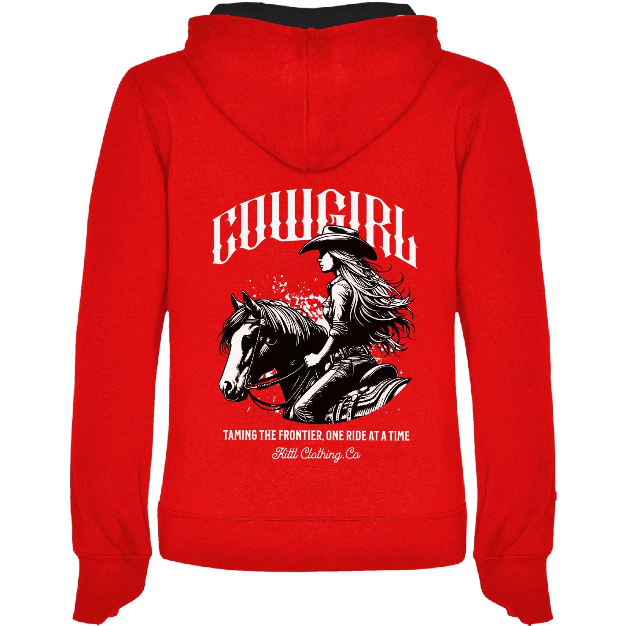 COWGIRL (výběr z 5 motivů) dámská mikina s kapucí potisk jen na záda dámská mikina URBAN Červená černá