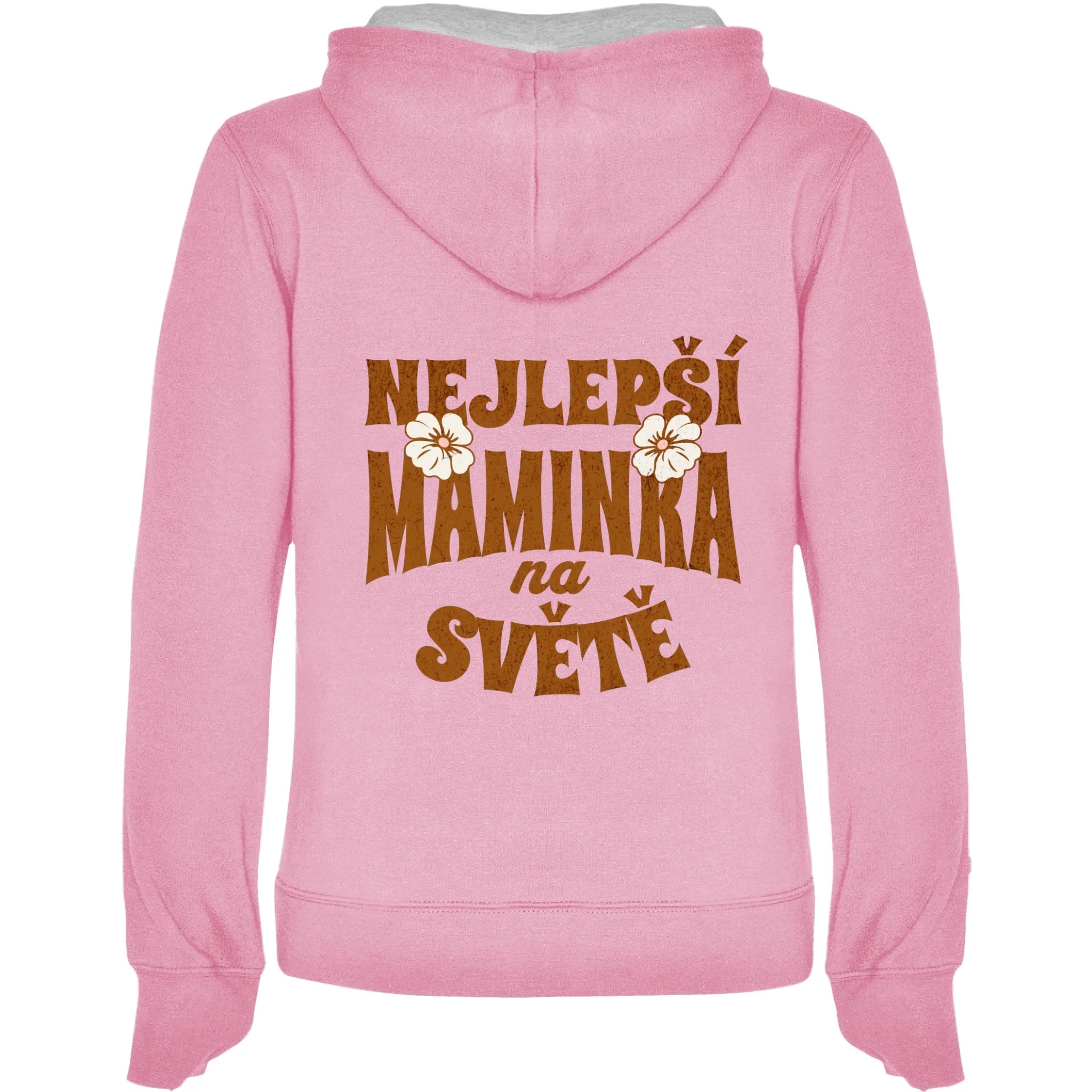NEJ MÁMA (výběr ze 20 motivů) mikina s kapucí dámská potisk jen na záda dámská mikina URBAN Růžová melír