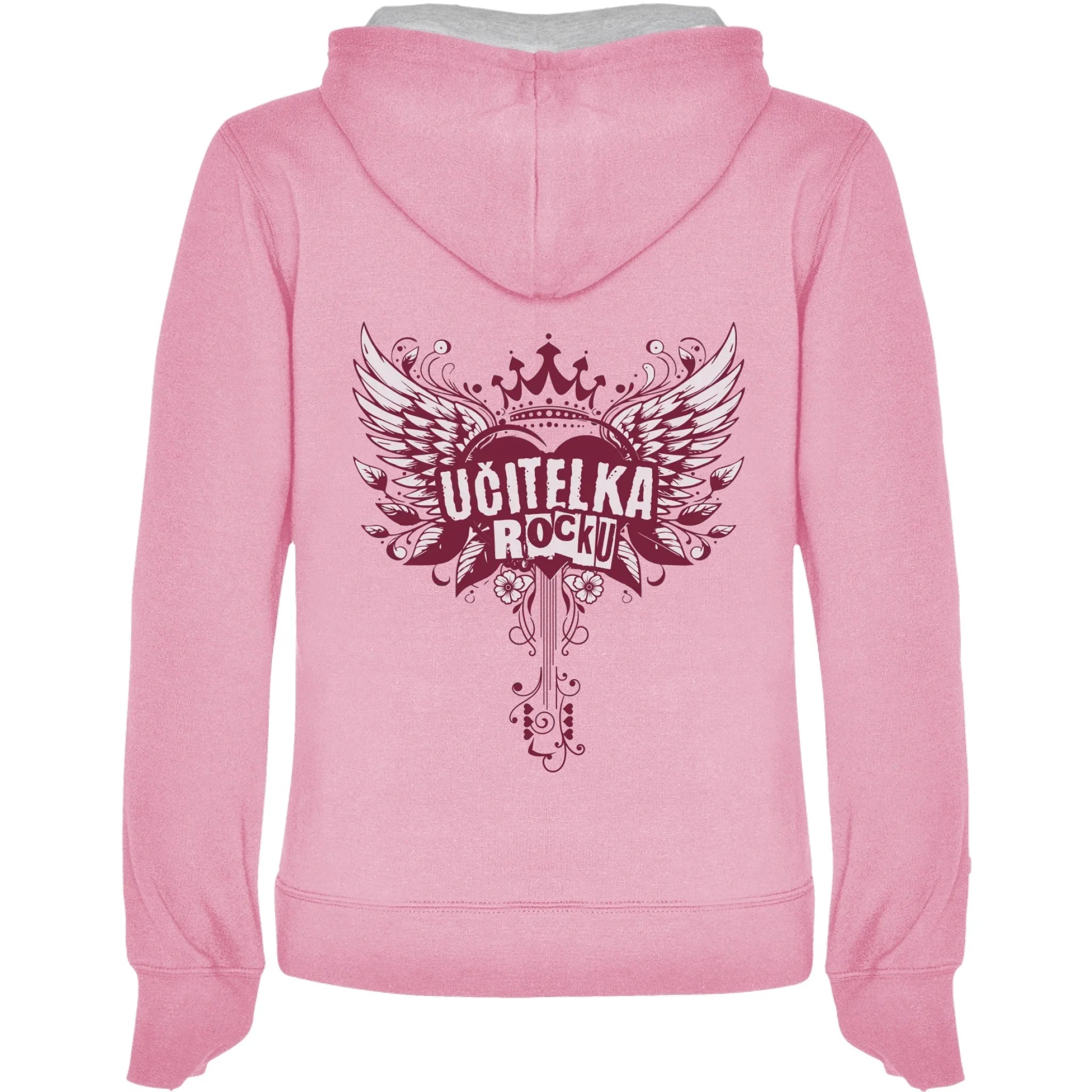 UČITELKA (17+ motivů) MOŽNOST OBOUSTRANNĚHO POTISKU dámská mikina s kapucí potisk jen na záda dámská mikina URBAN Růžová melír
