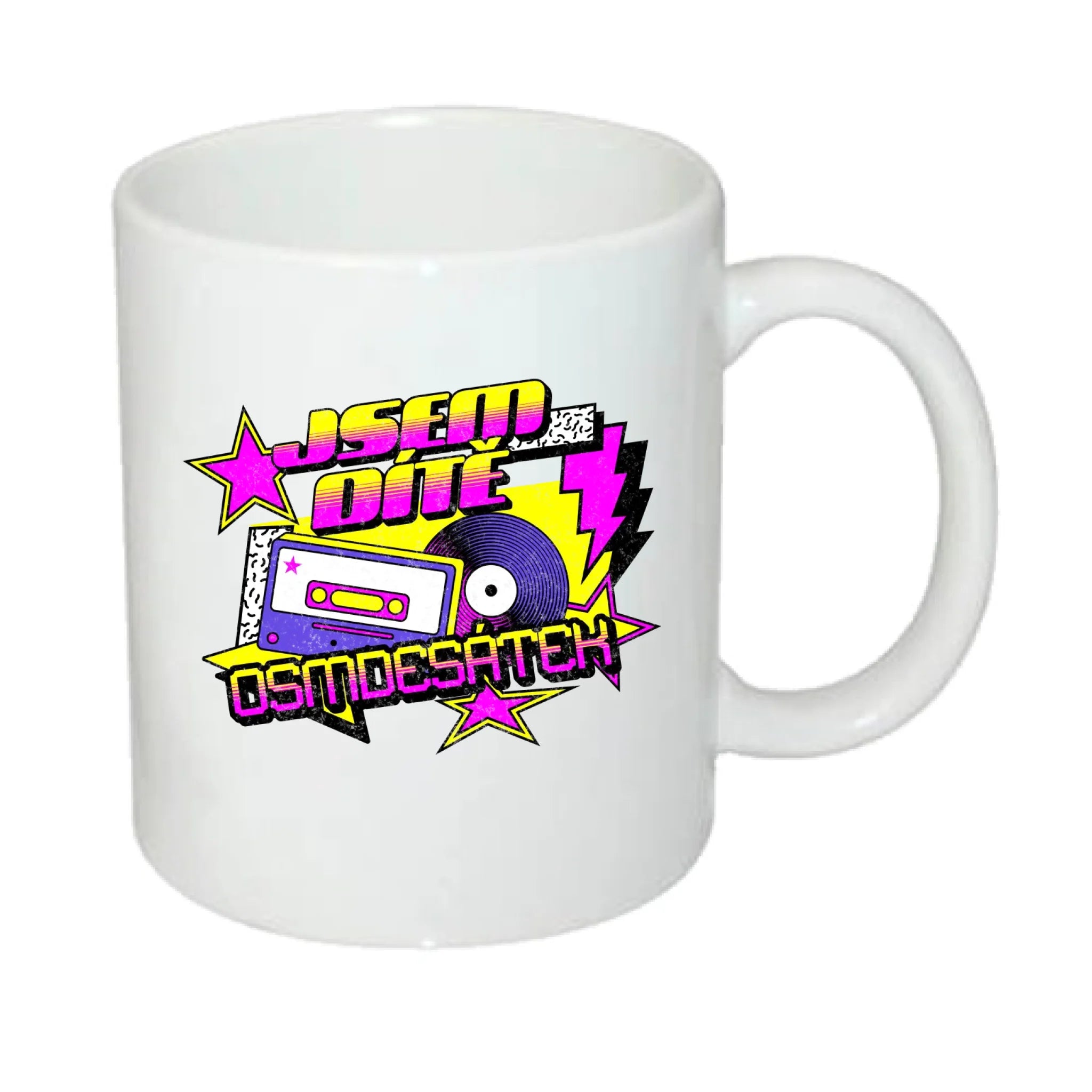 DÍTĚ OSMDESÁTEK (výběr ze 3 motivů) hrníček potisk jen dopředu hrníček Bílý 330 ml