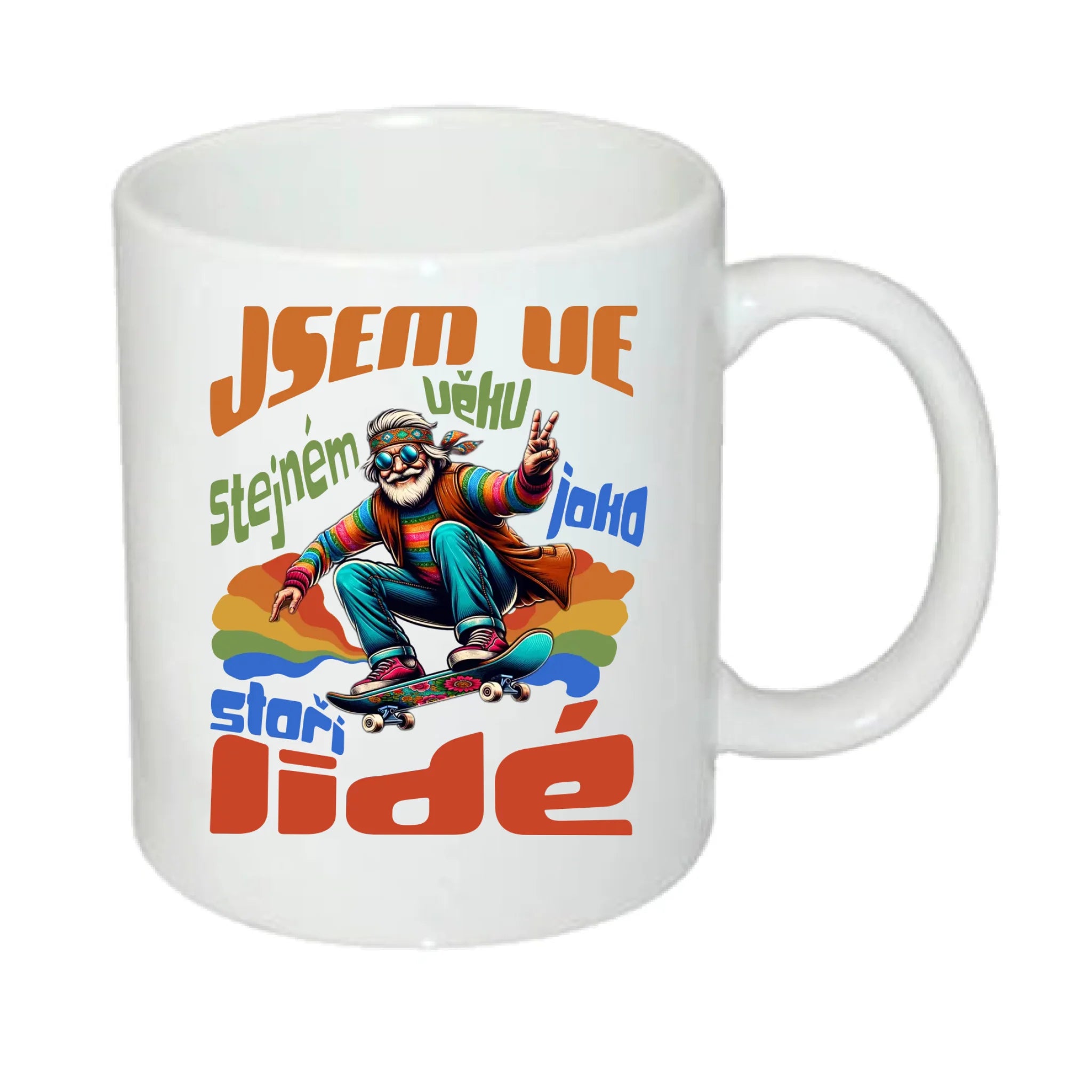 HRNÍČEK s motivem DĚDEČEK potisk jen dopředu hrníček Bílý 330 ml