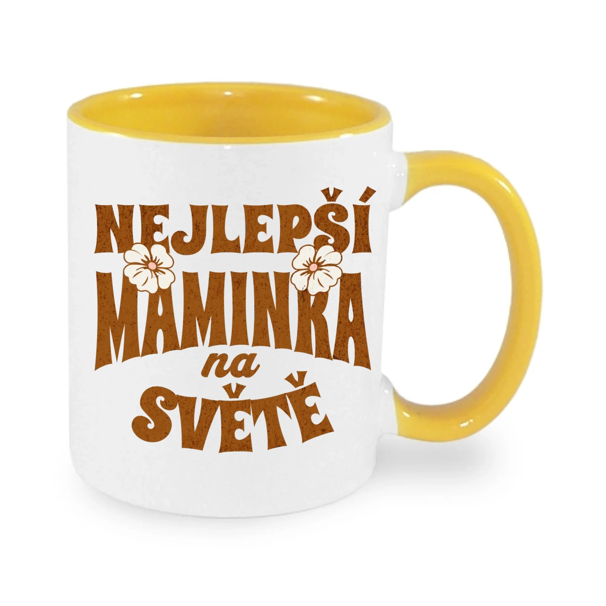NEJ MÁMA (výběr ze 20 motivů) hrníček potisk jen dopředu hrníček Bílá žlutá 330 ml