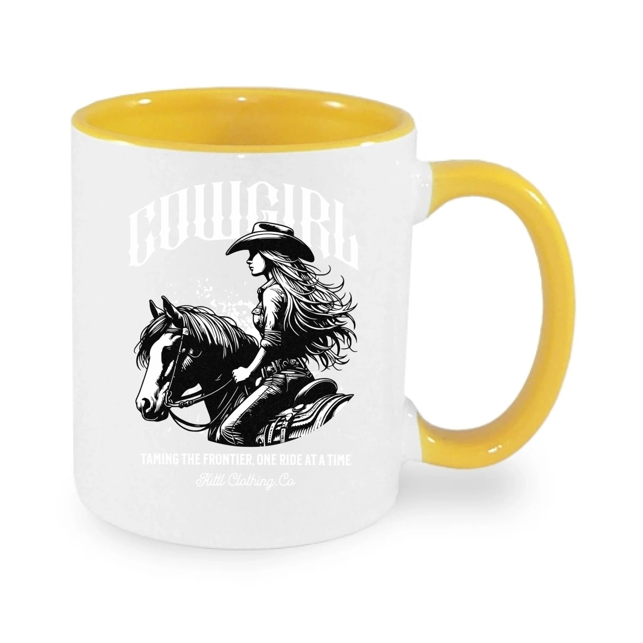 COWGIRL (výběr z 5 motivů) hrníček potisk jen dopředu hrníček Bílá žlutá 330 ml