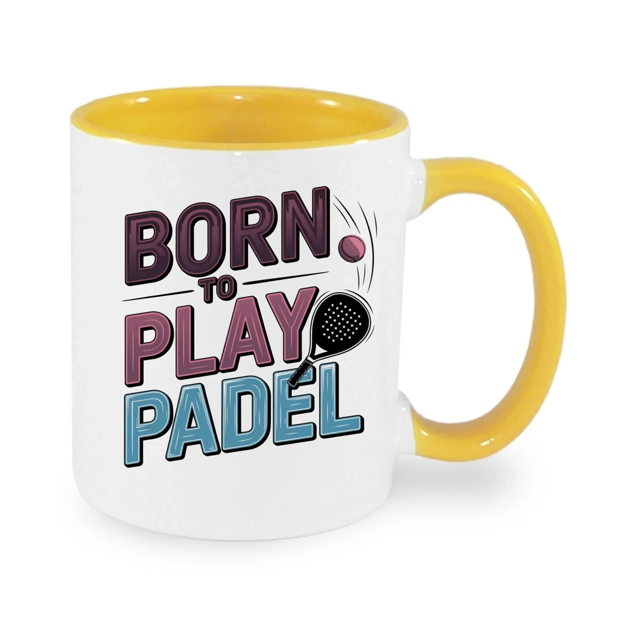PRO HRÁČE PADELU (výběr z 18+ motivů) hrníček potisk jen dopředu hrníček Bílá žlutá 330 ml